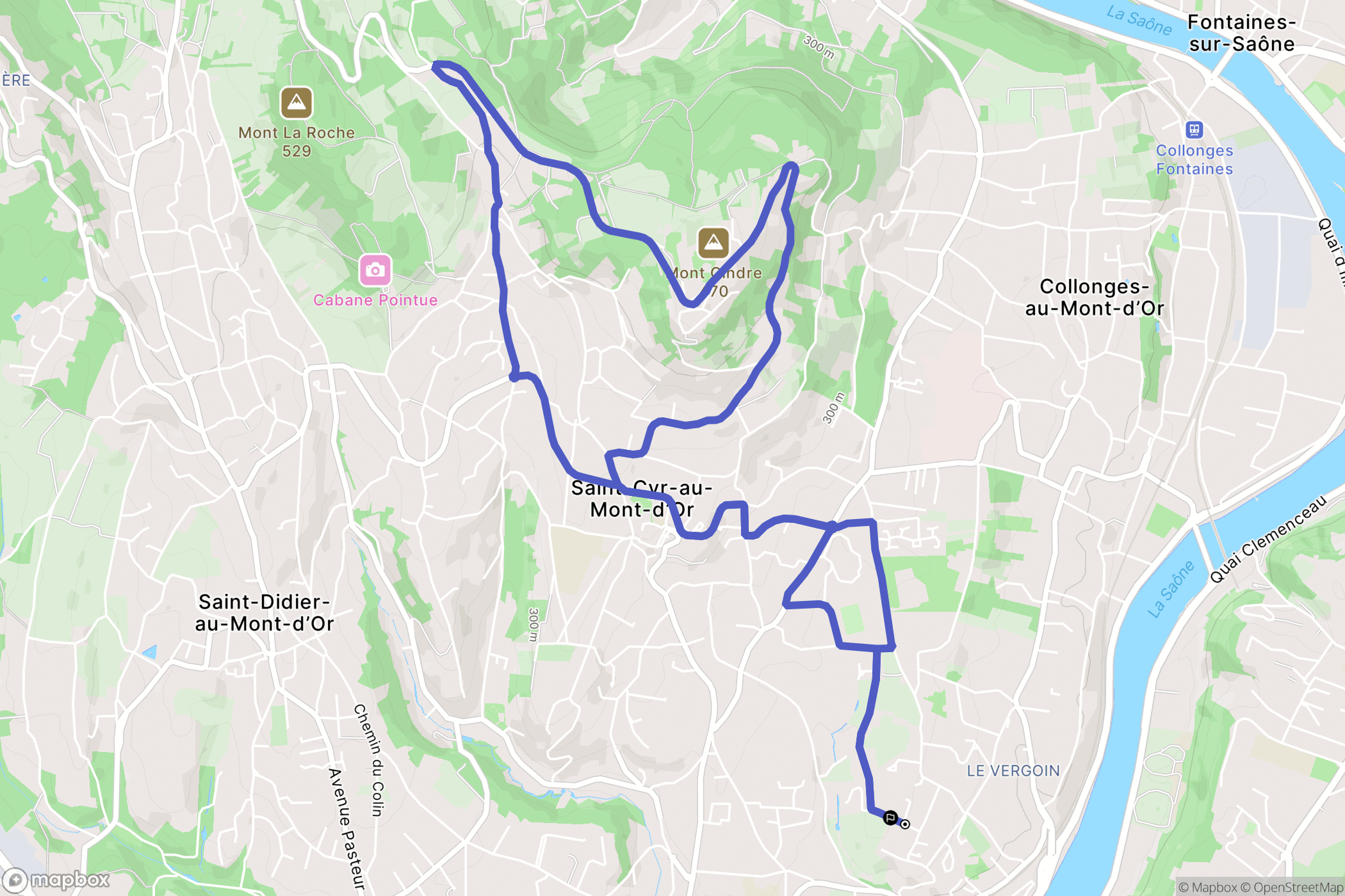 Lyon : carte du parcours de randonnée - France