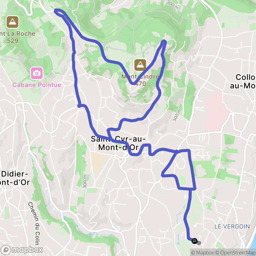 Lyon : carte du parcours de randonnée - France