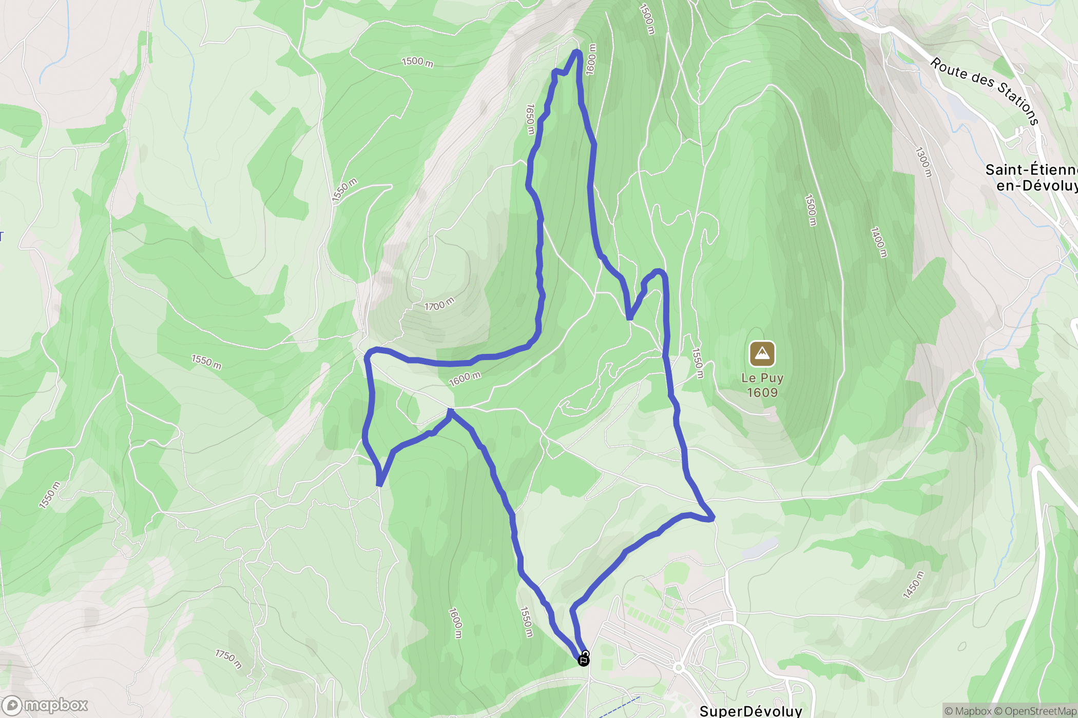 Dévoluy : carte du parcours de randonnée - France