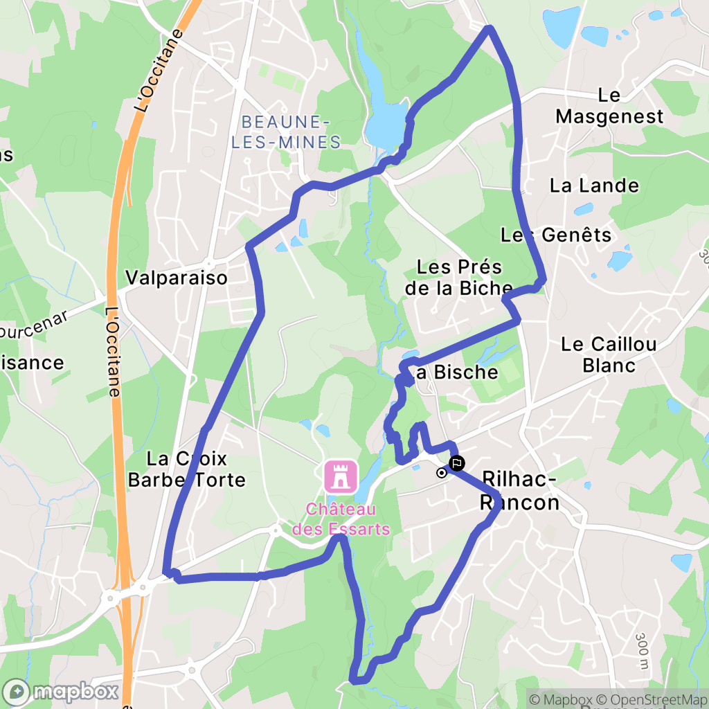 Rilhac-Rancon : carte du parcours de randonnée - France