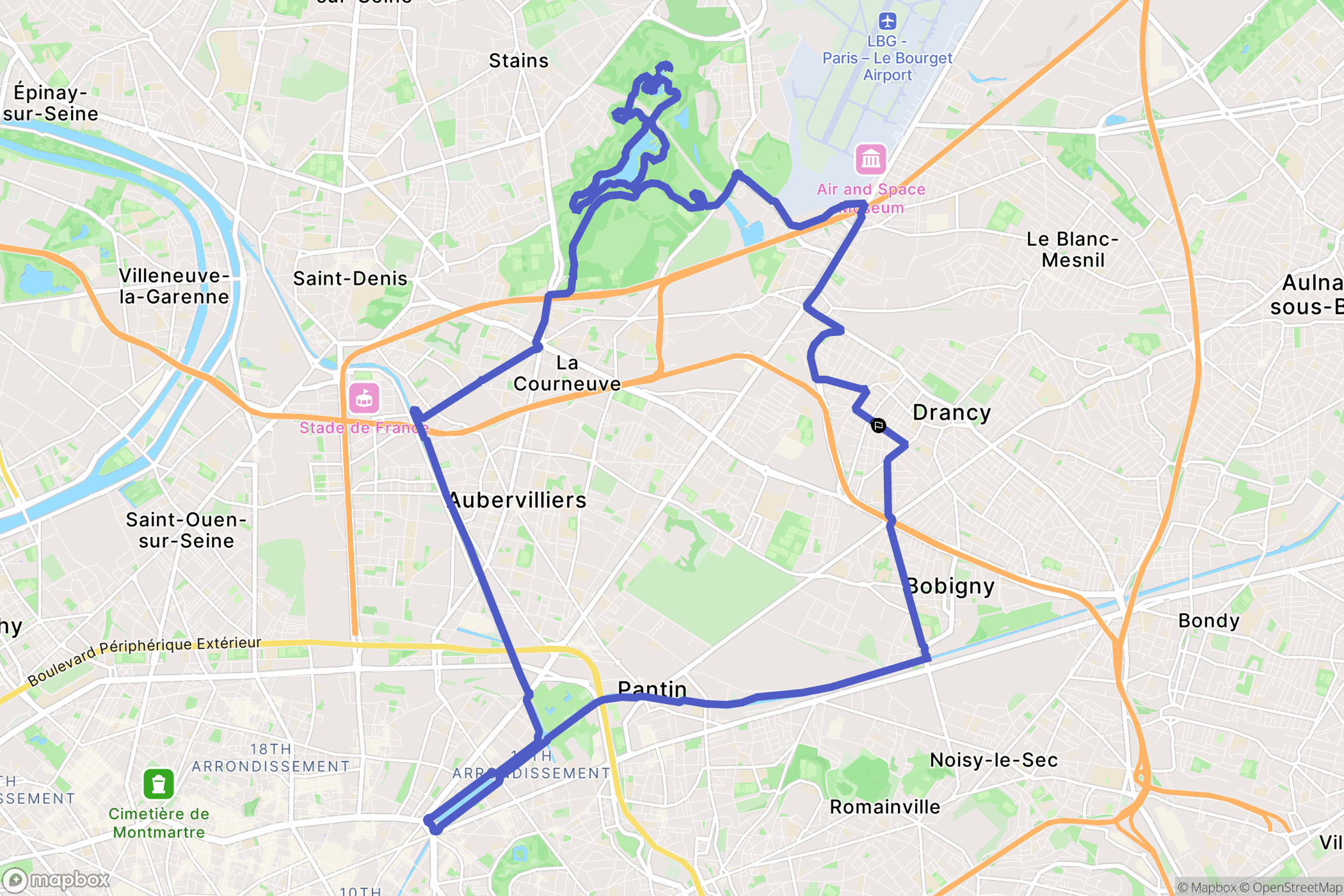 Drancy : carte du parcours de randonnée - France