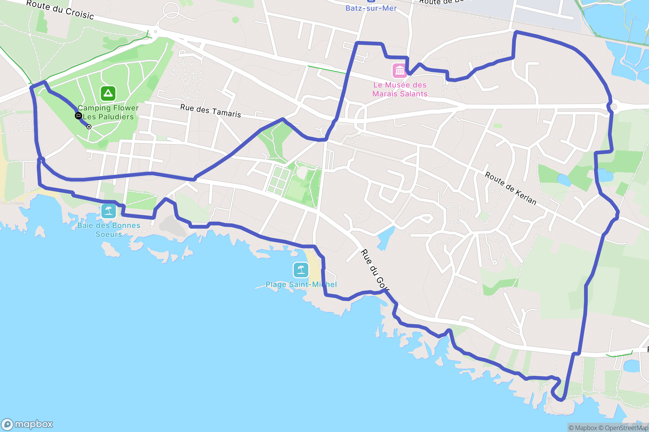 Batz-sur-Mer : carte du parcours de randonnée - France