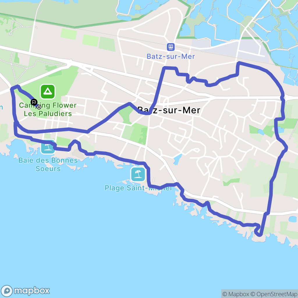 Batz-sur-Mer : carte du parcours de randonnée - France