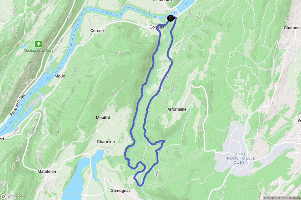 Samognat : carte du parcours de randonnée - France