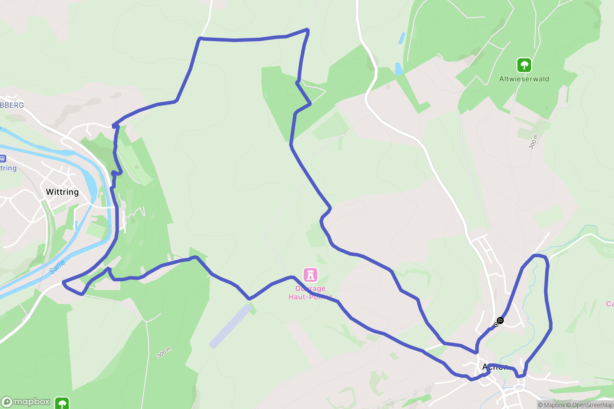 Achen : carte du parcours de randonnée - France