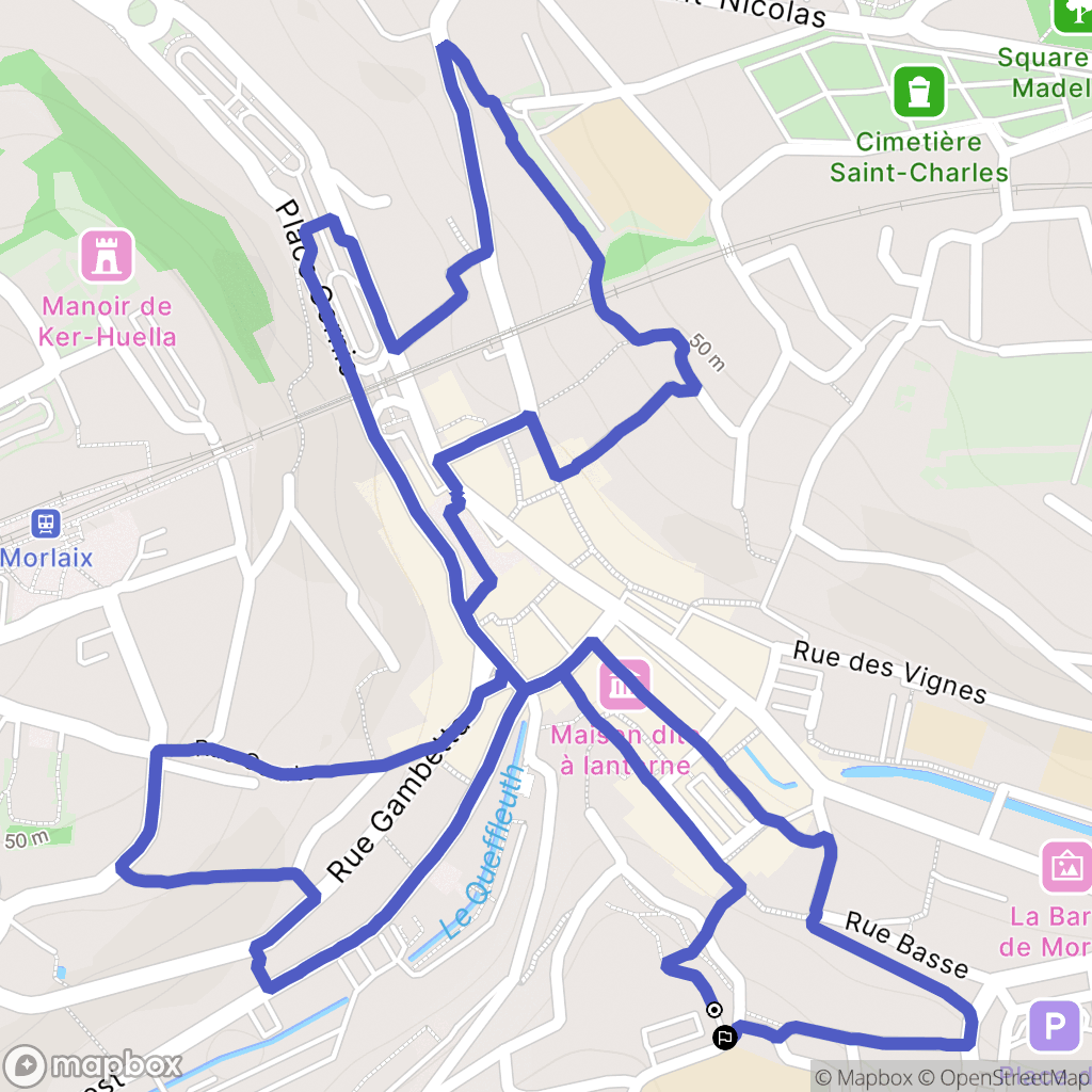 Morlaix : carte du parcours de randonnée - France
