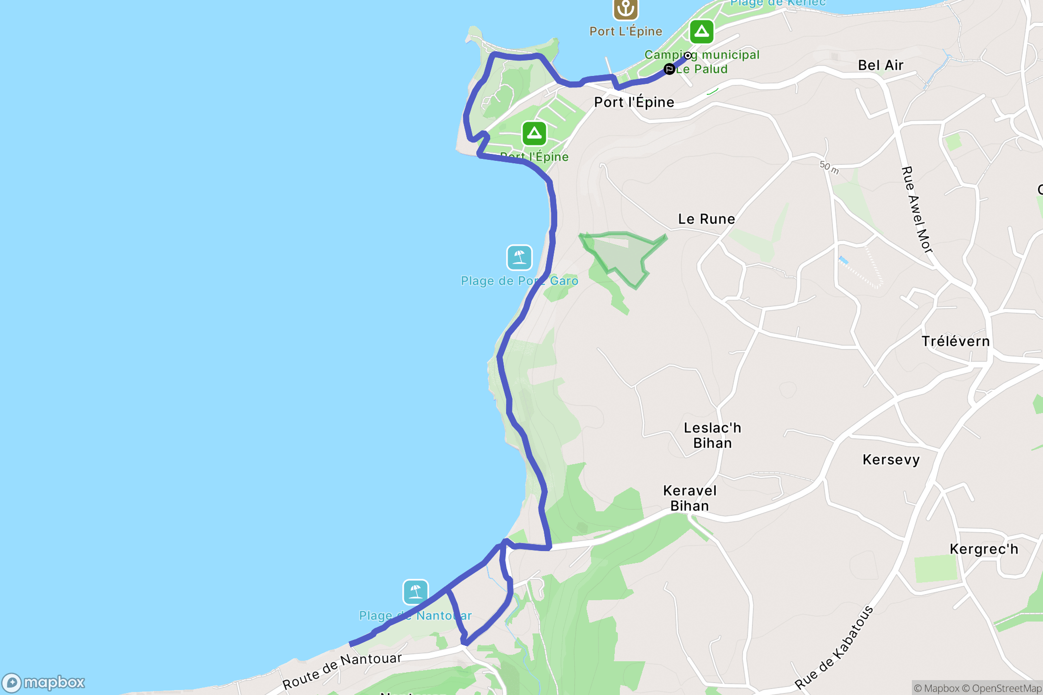 Trélévern : carte du parcours de randonnée - France