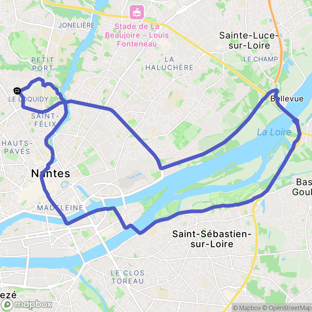 Nantes : carte du parcours de randonnée - France