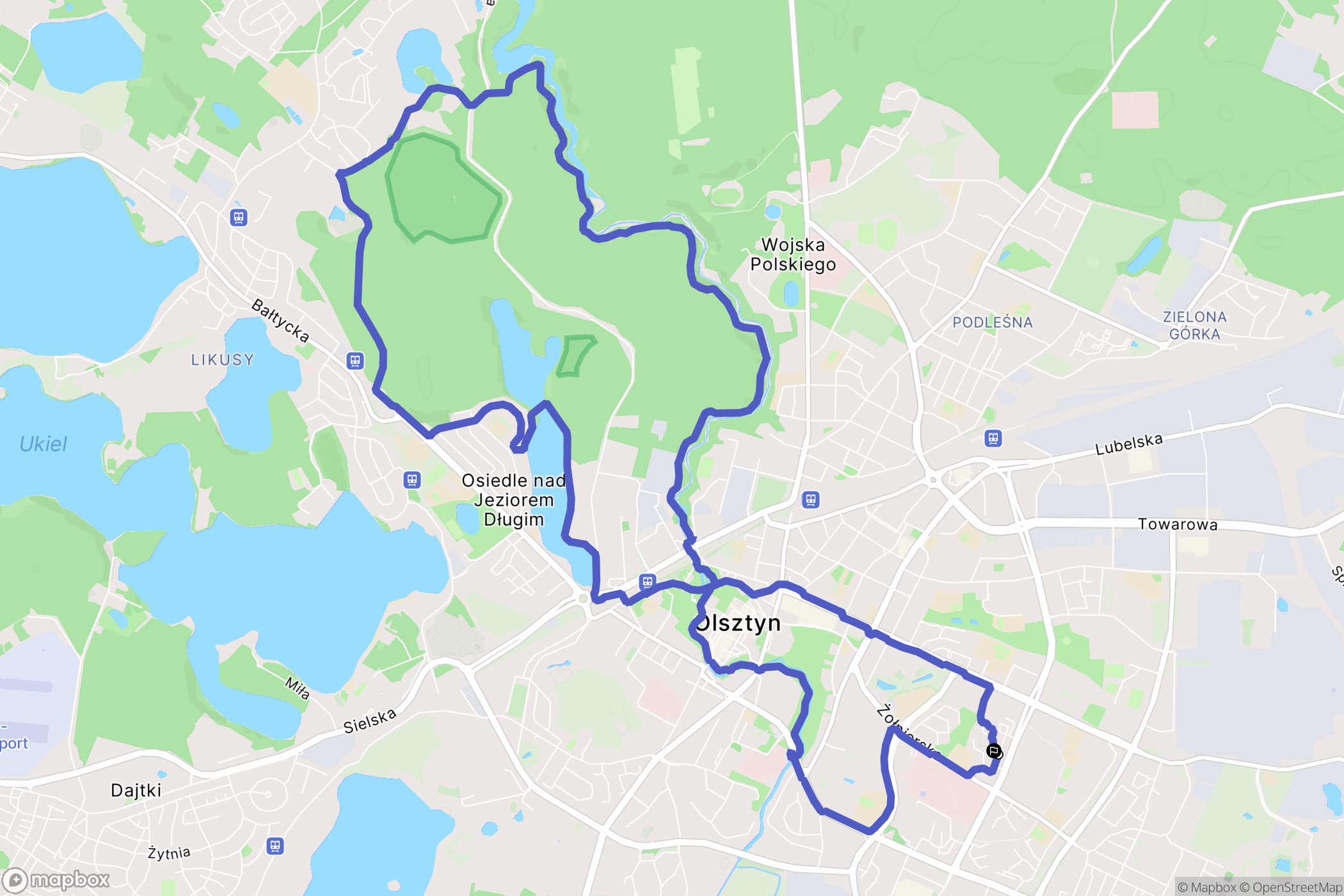 Olsztyn: mapa trasy - Poland