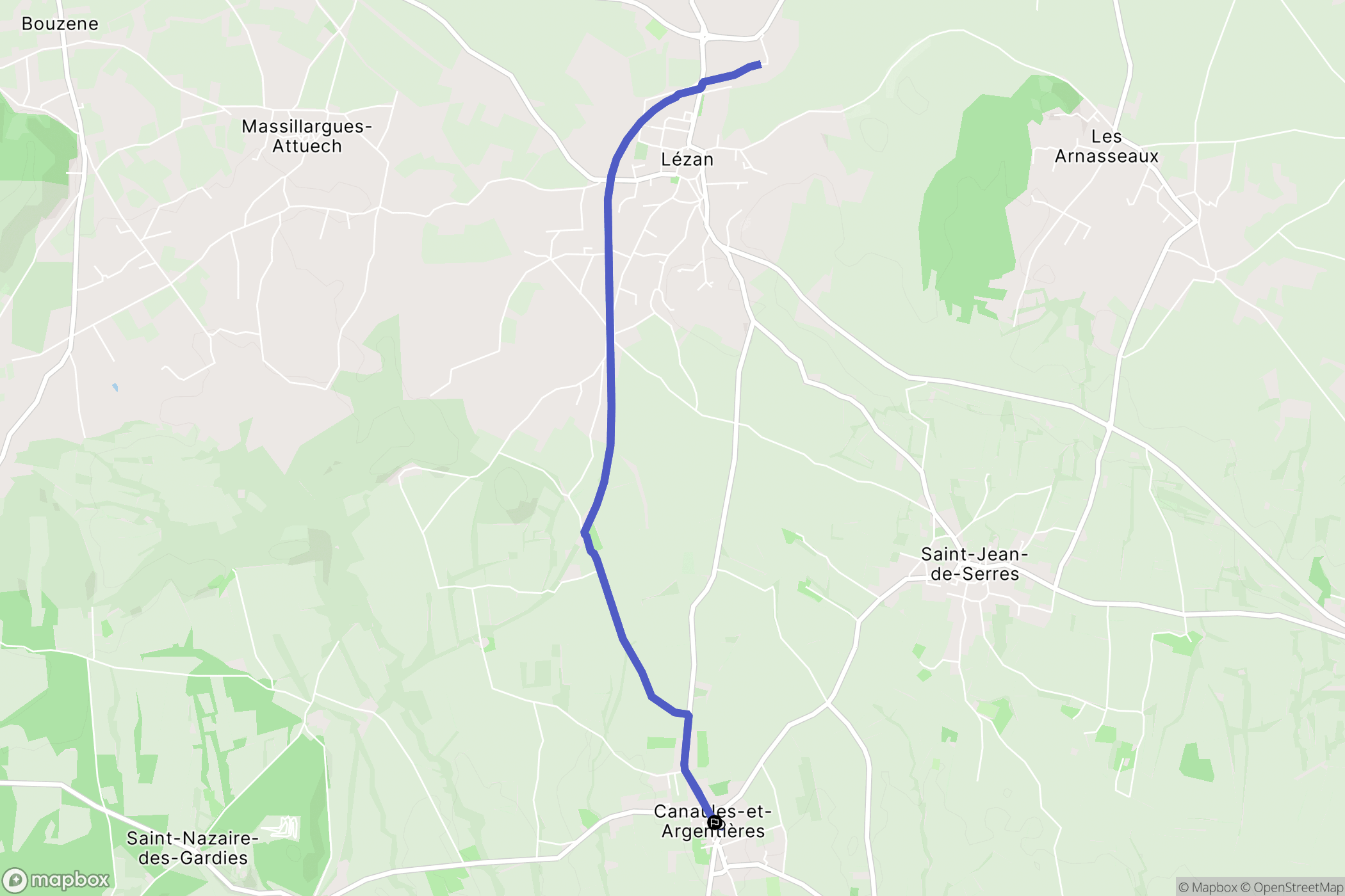 Canaules-et-Argentières : carte du parcours de randonnée - France