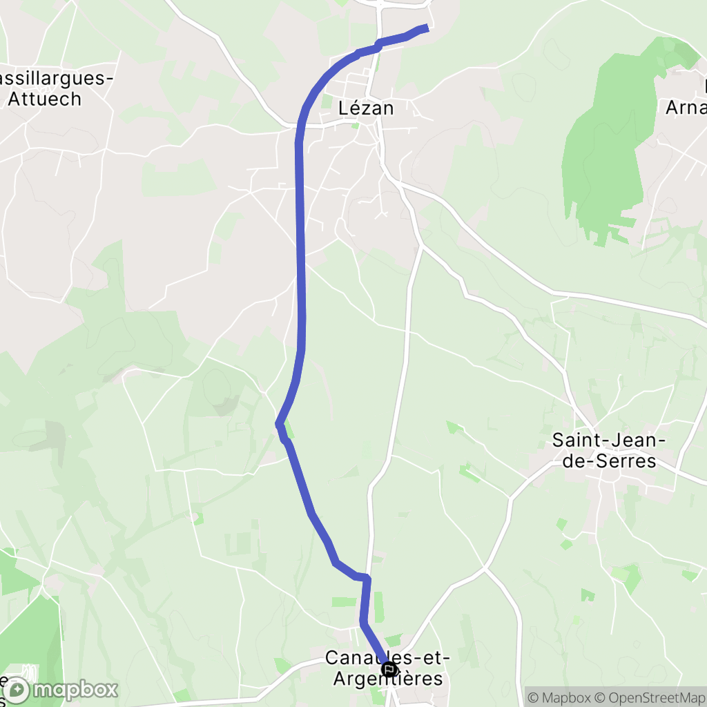 Canaules-et-Argentières : carte du parcours de randonnée - France