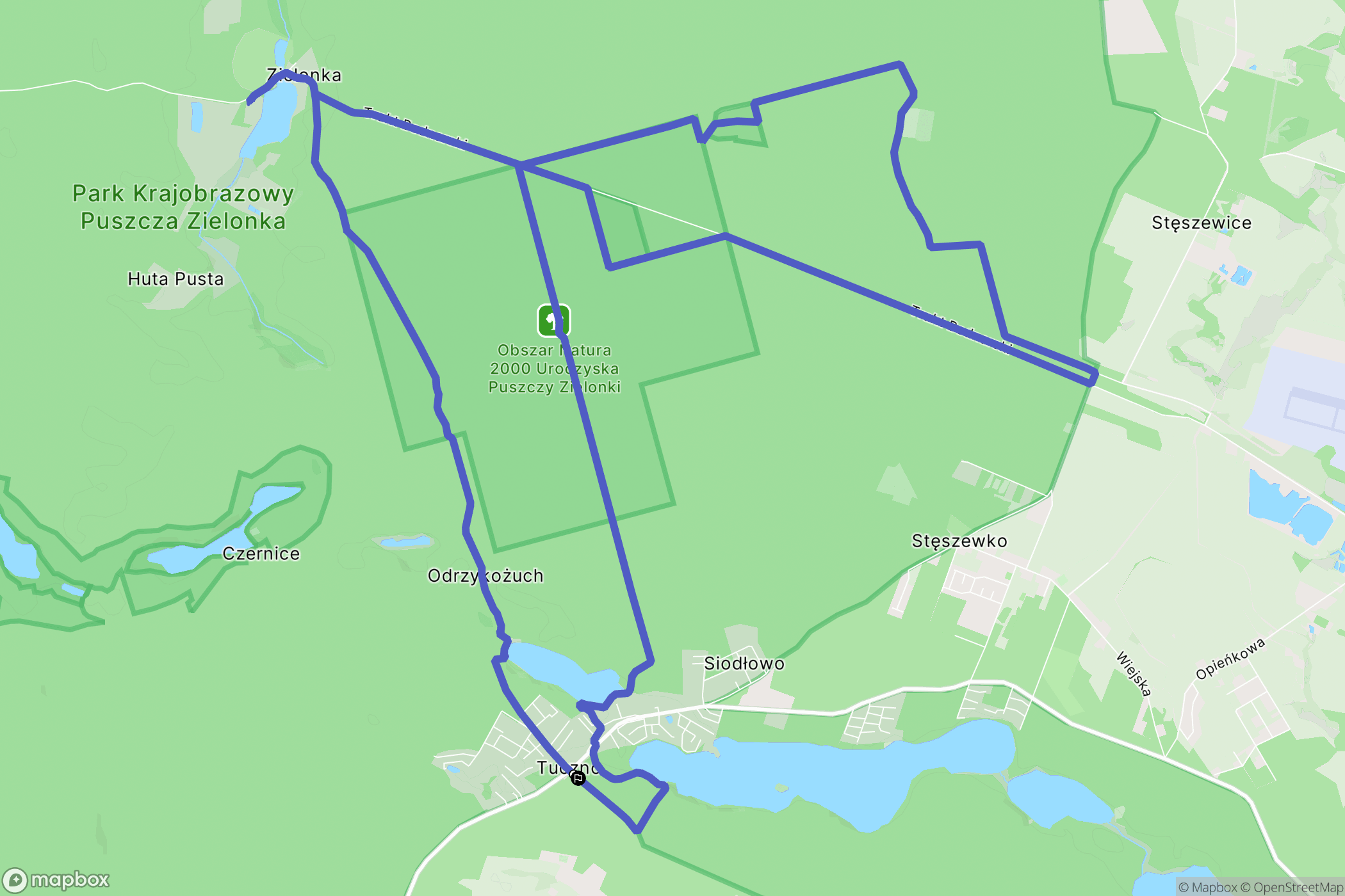 Tuczno: mapa trasy - Poland