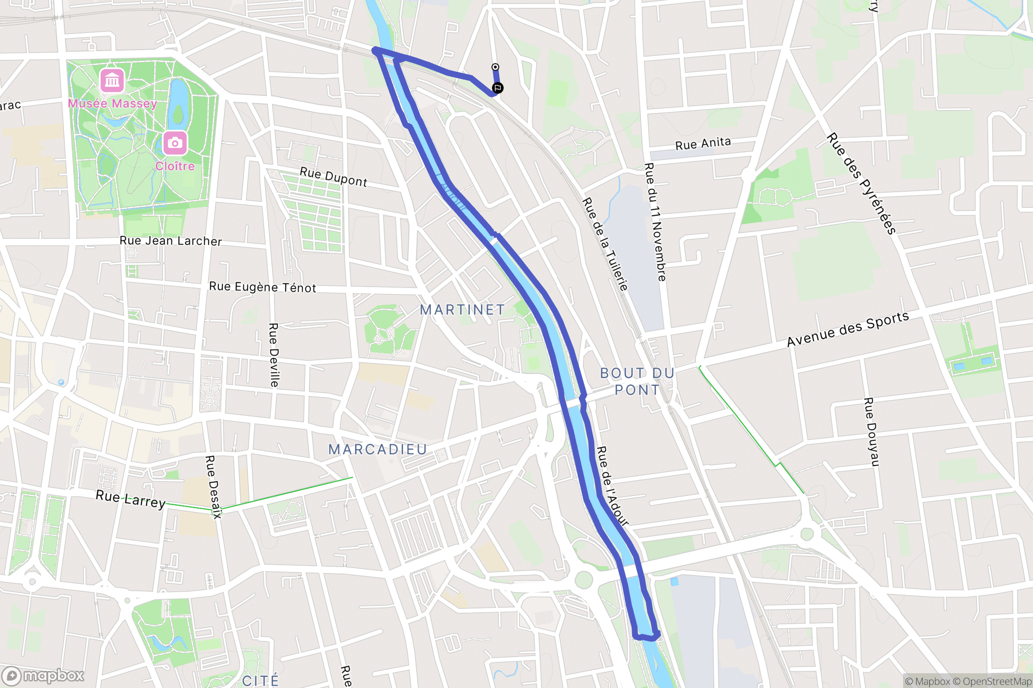 Tarbes : carte du parcours de randonnée - France