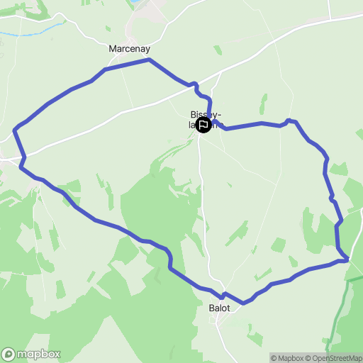 Bissey-la-Pierre : carte du parcours de randonnée - France