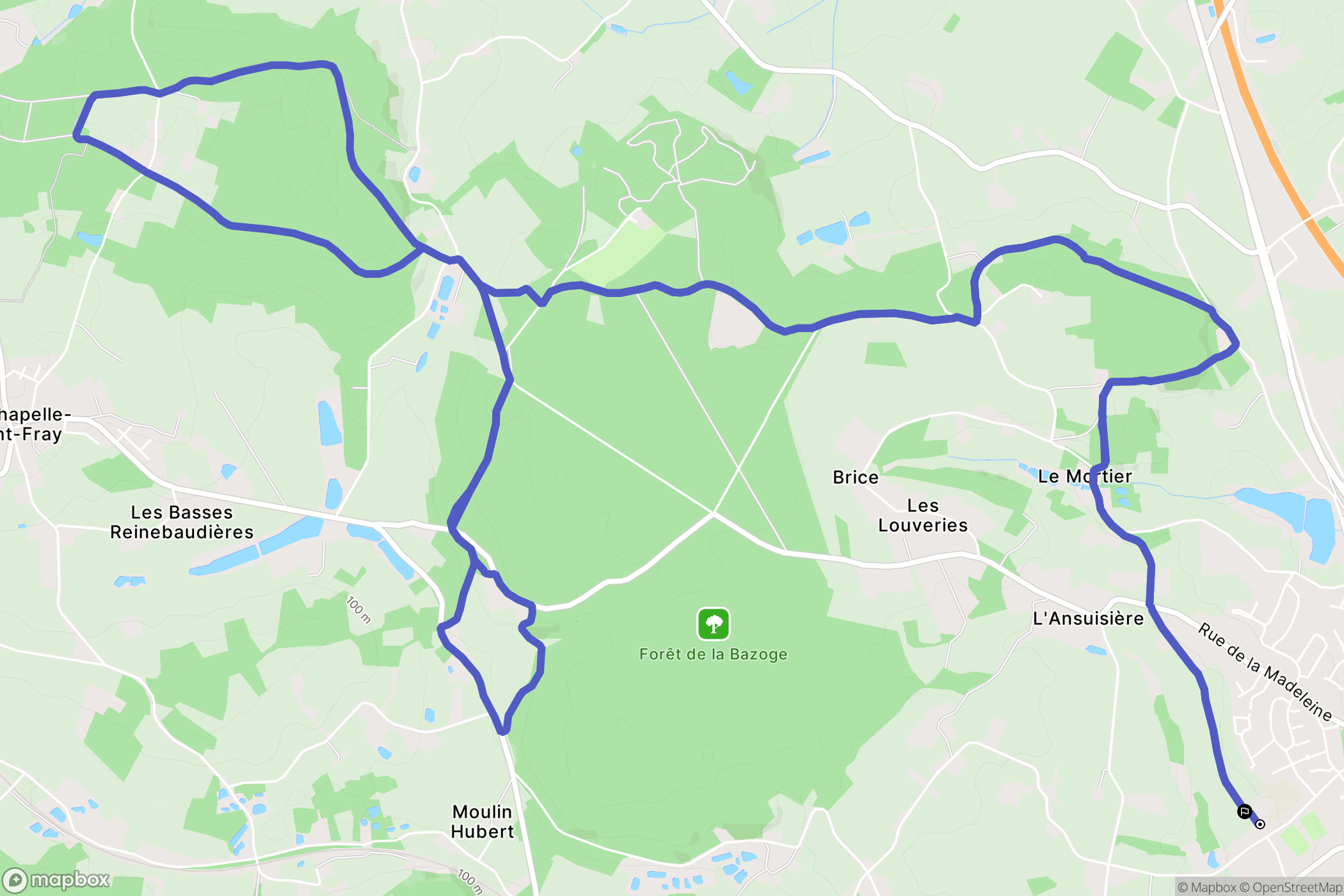 La Bazoge : carte du parcours de randonnée - France