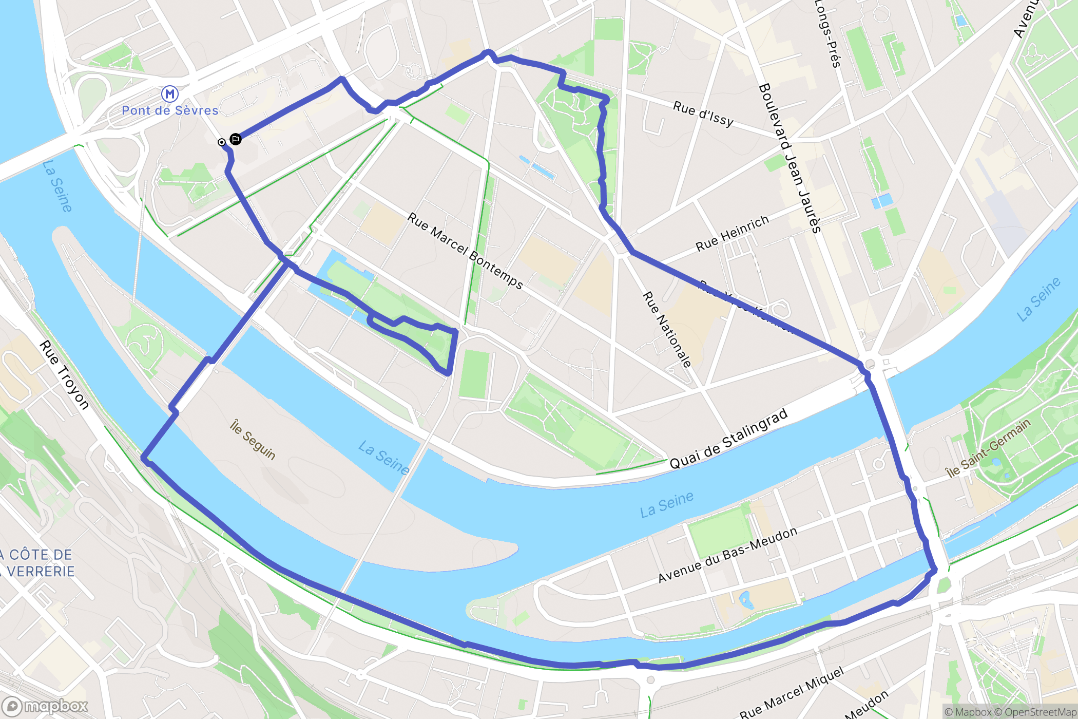 Boulogne-Billancourt : carte du parcours de randonnée - France