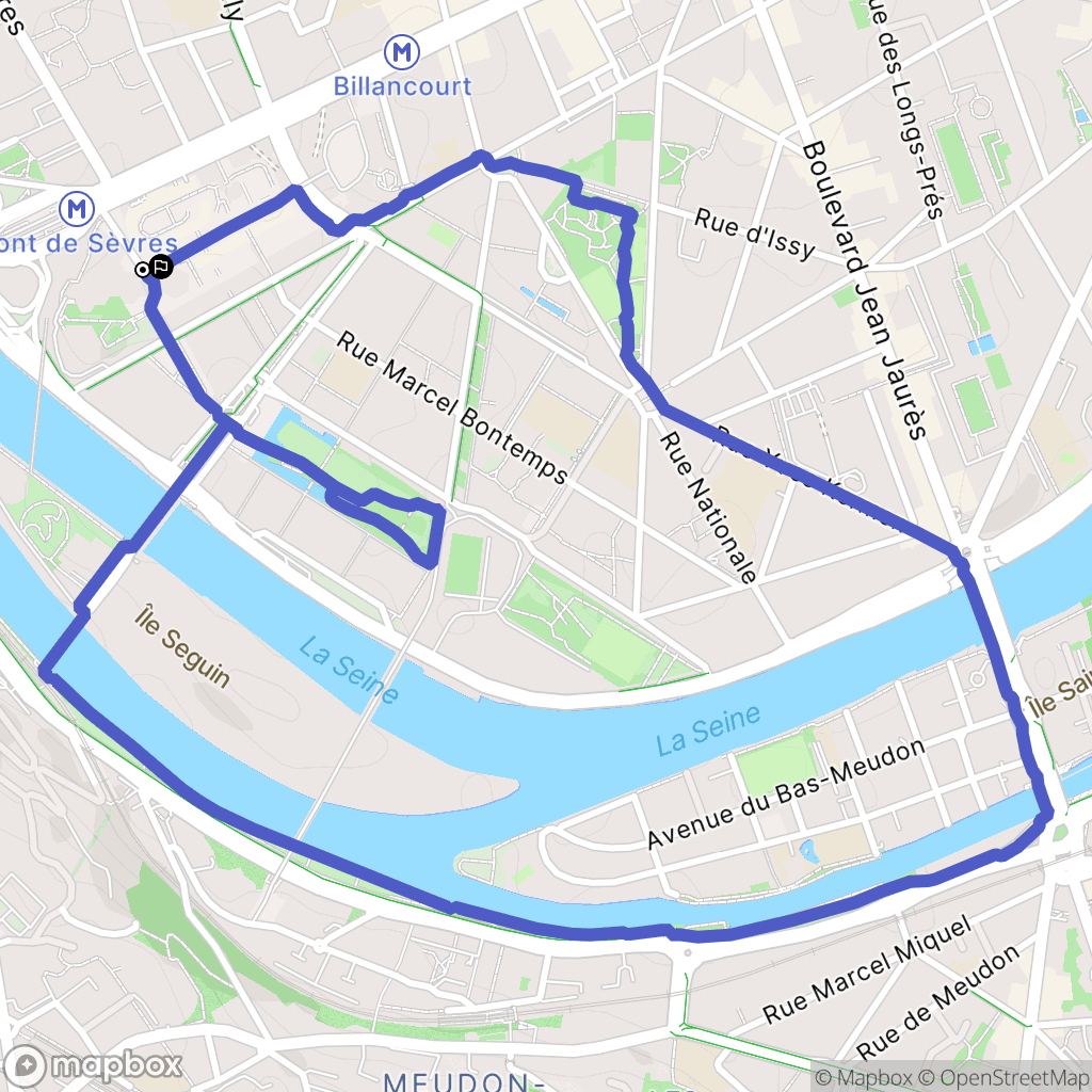 Boulogne-Billancourt : carte du parcours de randonnée - France