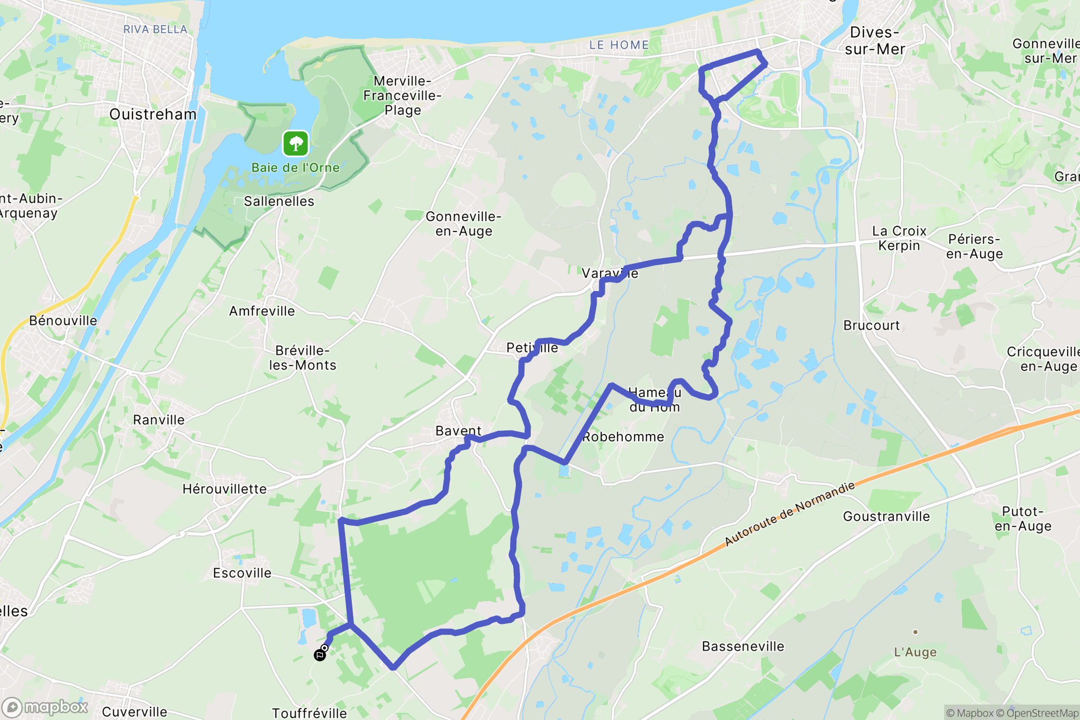 Touffréville : carte du parcours de randonnée - France