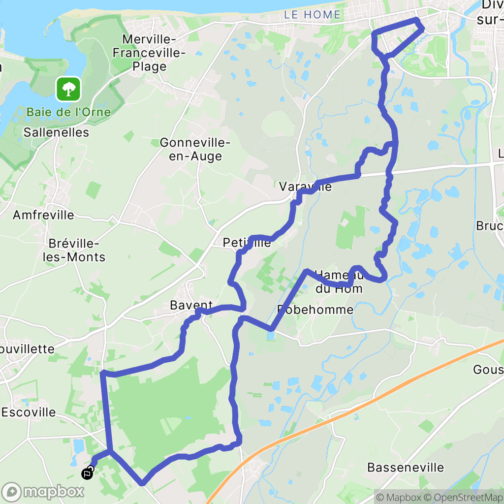 Touffréville : carte du parcours de randonnée - France
