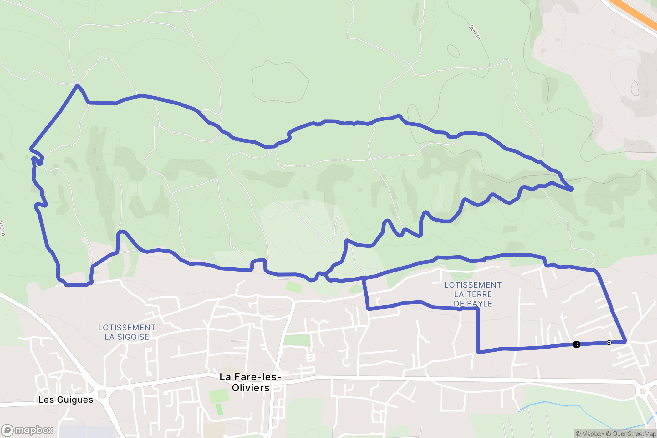 La Fare-les-Oliviers : carte du parcours de randonnée - France