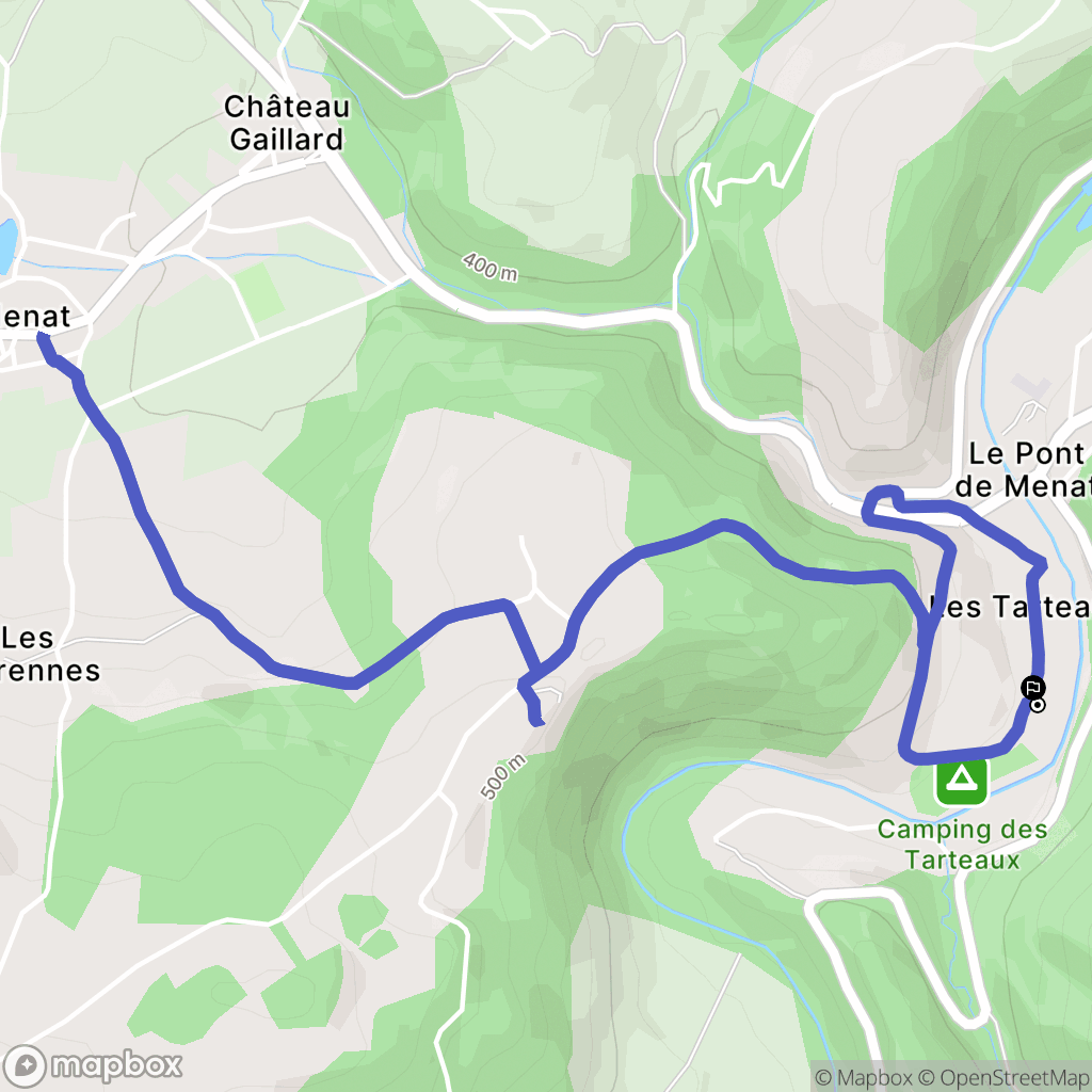 Menat : carte du parcours de randonnée - France