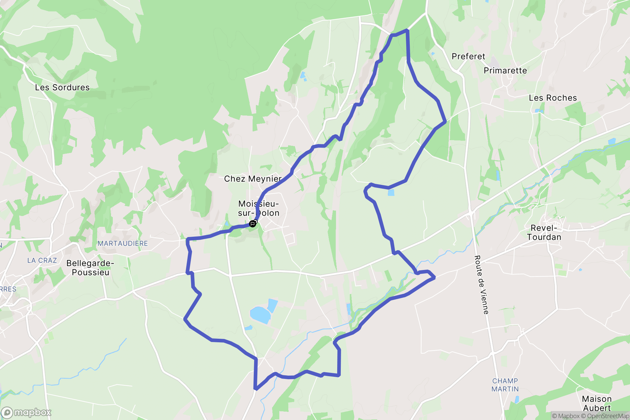 Moissieu-sur-Dolon : carte du parcours de randonnée - France