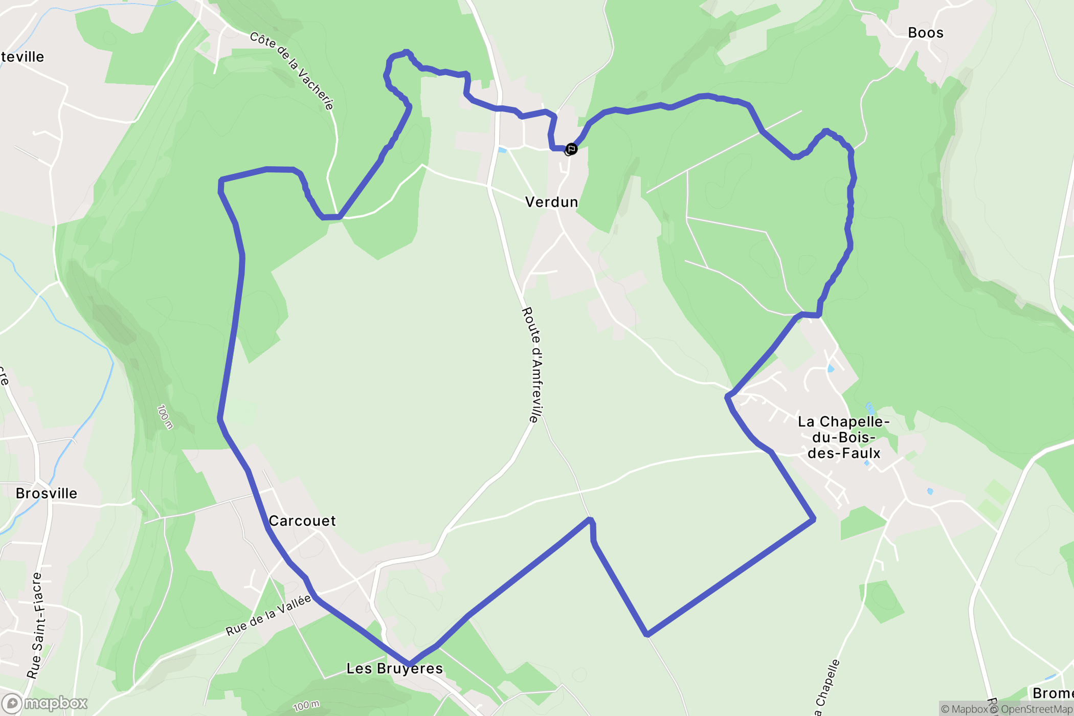 La Vacherie : carte du parcours de randonnée - France