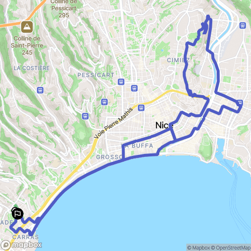 Nice : carte du parcours de randonnée - France