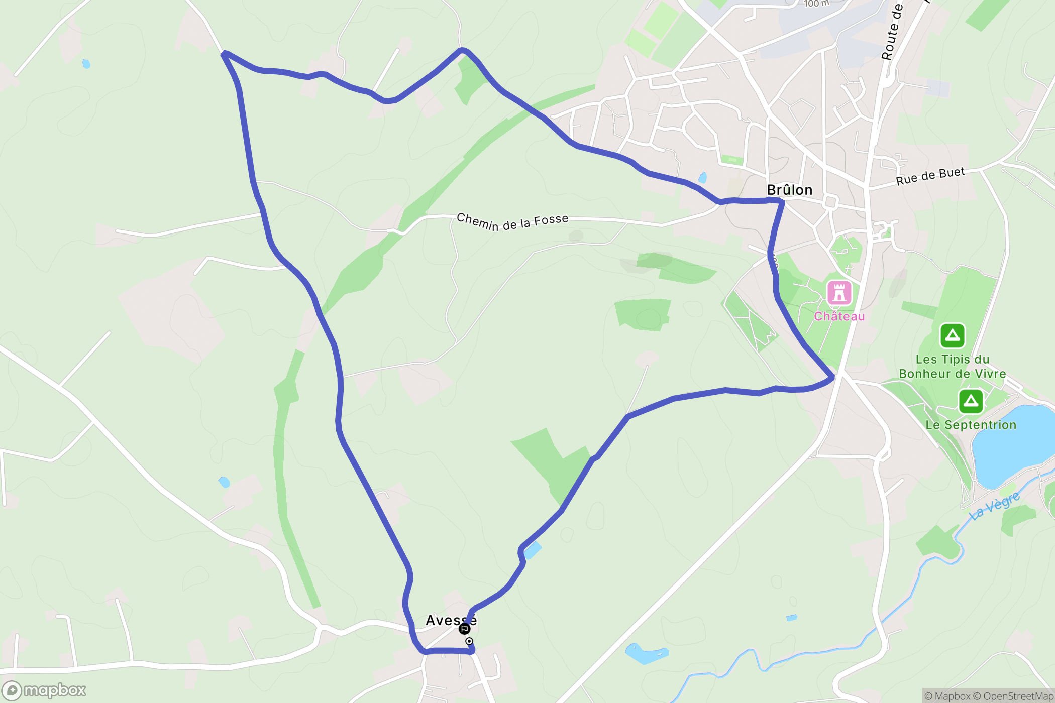 Avessé : carte du parcours de randonnée - France