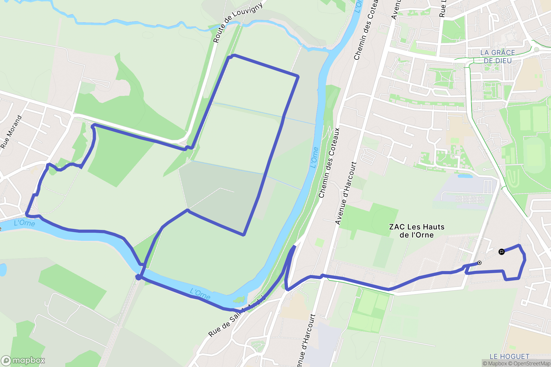 Fleury-sur-Orne : carte du parcours de randonnée - France