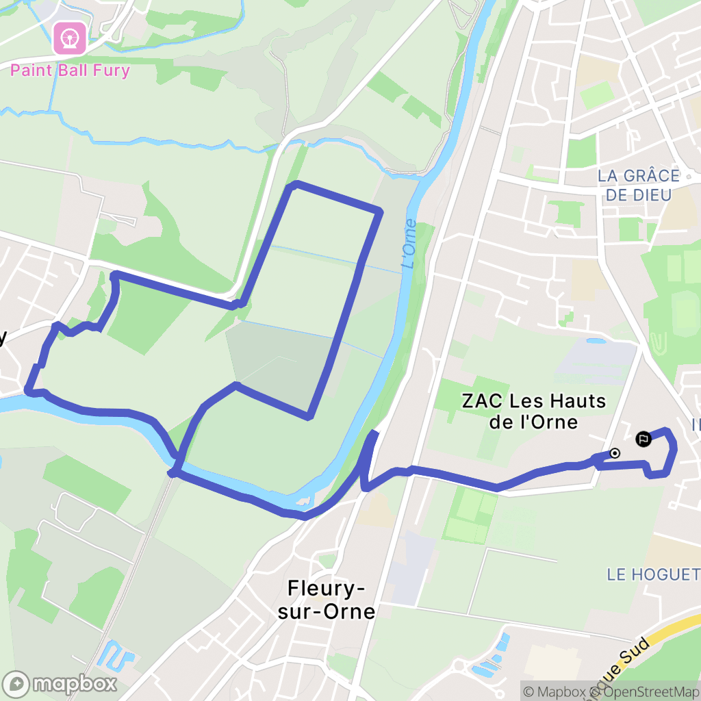 Fleury-sur-Orne : carte du parcours de randonnée - France