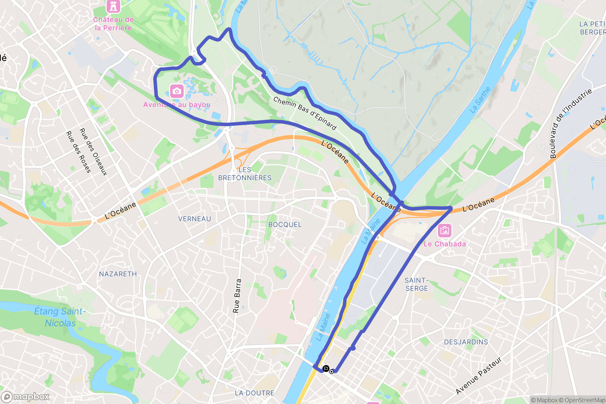 Angers : carte du parcours de randonnée - France