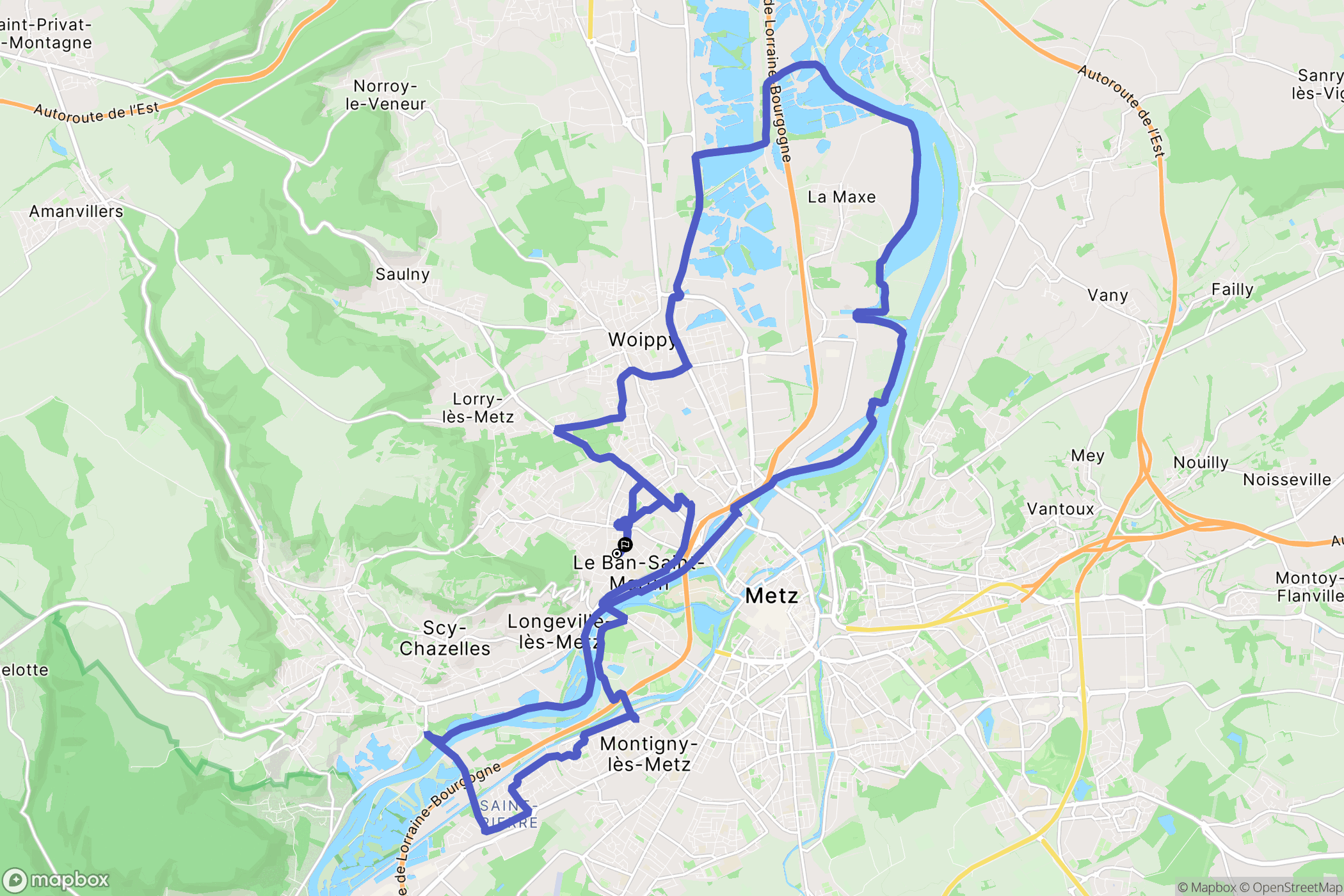 Le Ban-Saint-Martin : carte du parcours de randonnée - France