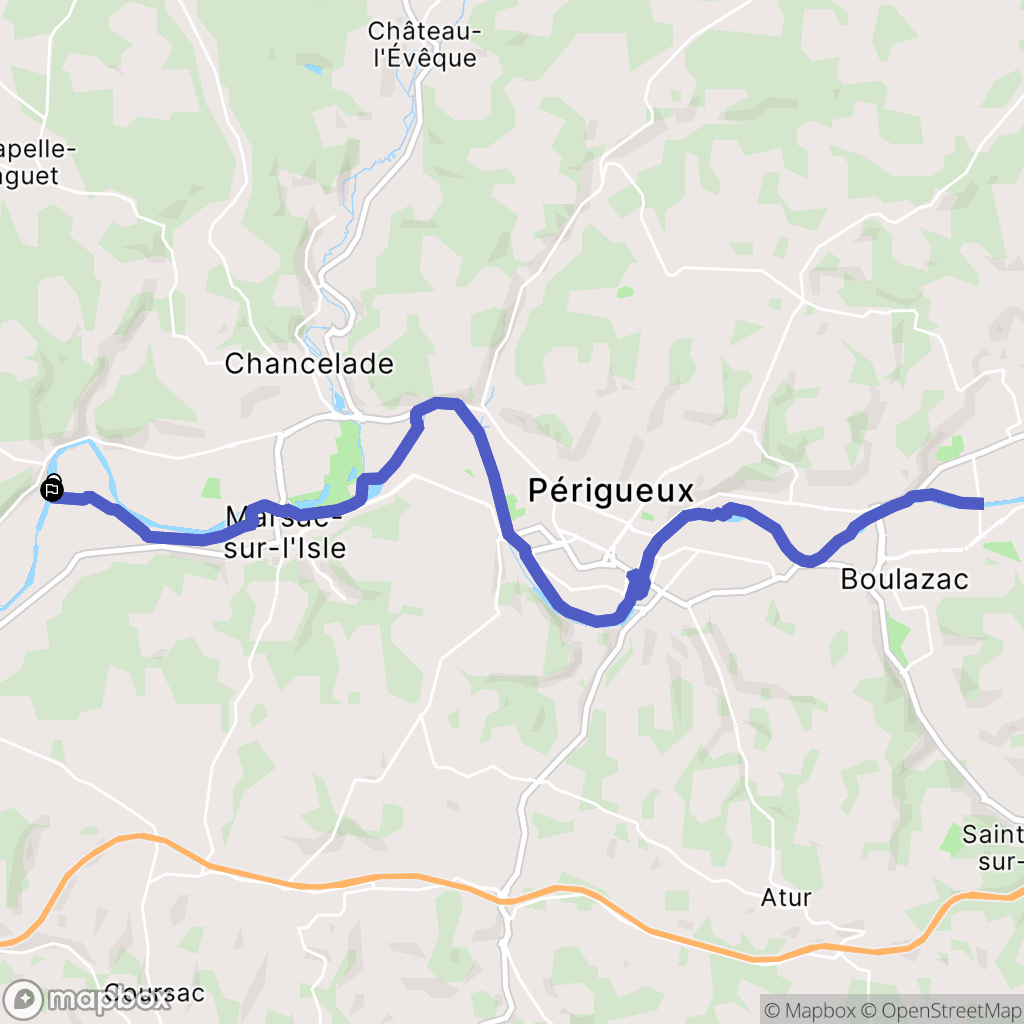 Marsac-sur-l'Isle : carte du parcours de randonnée - France
