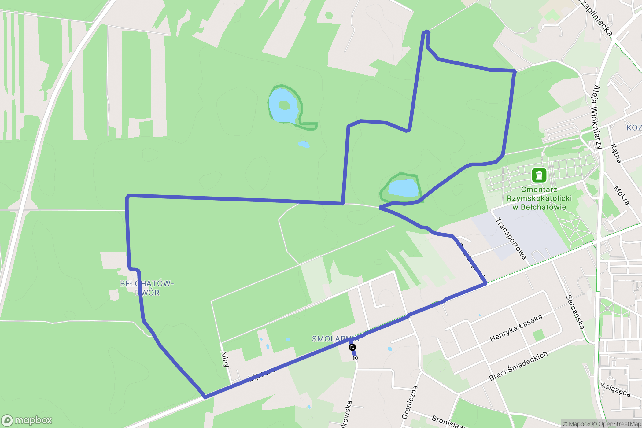 Bełchatów: mapa trasy - Poland