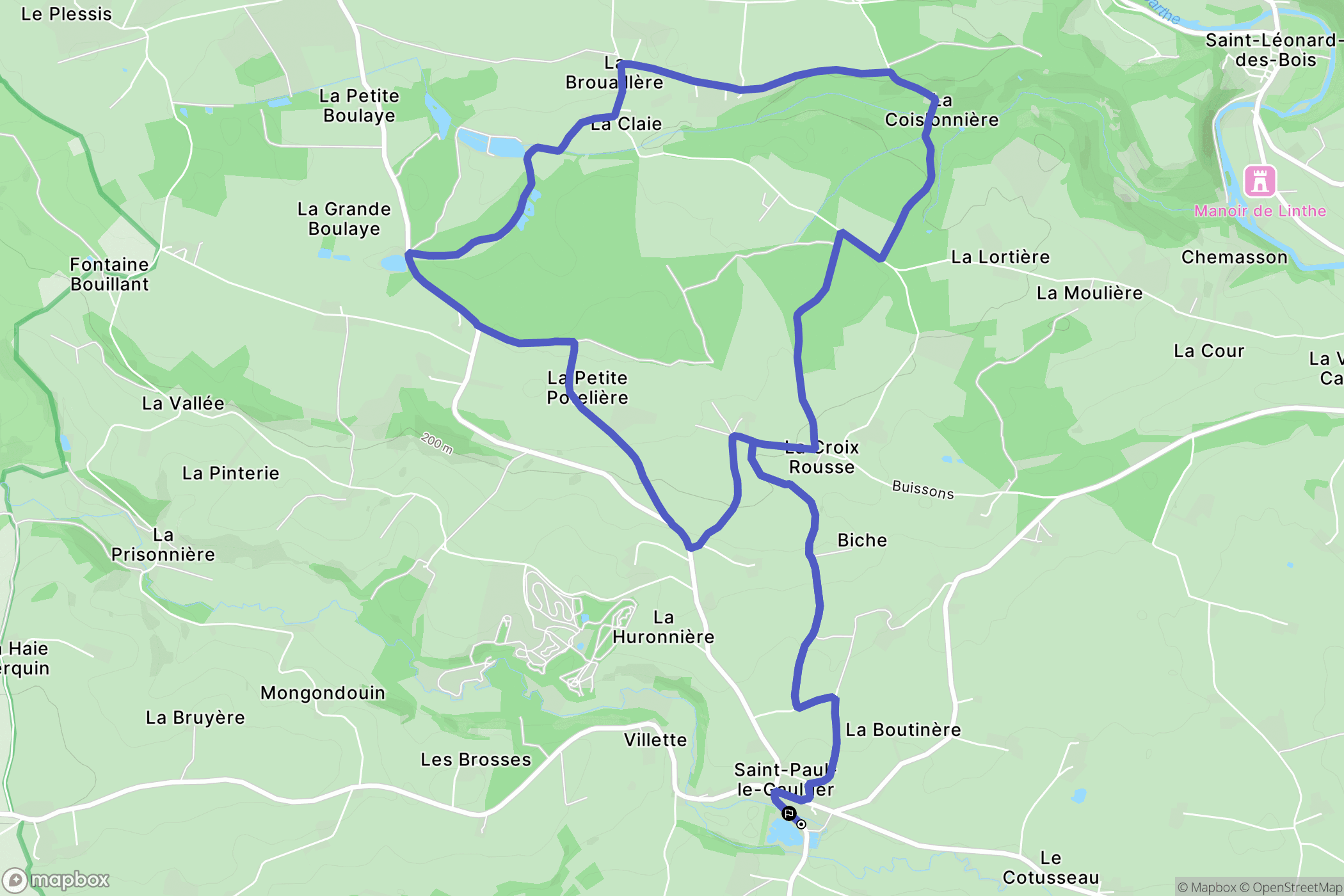 Saint-Paul-le-Gaultier : carte du parcours de randonnée - France