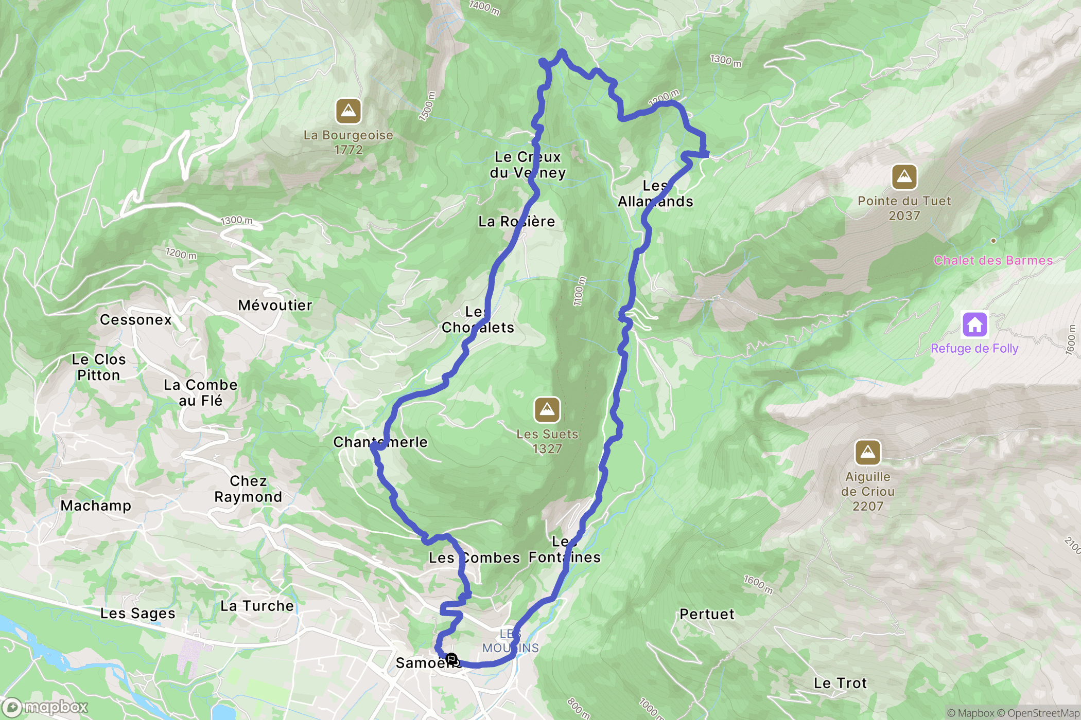 Samoëns : carte du parcours de randonnée - France