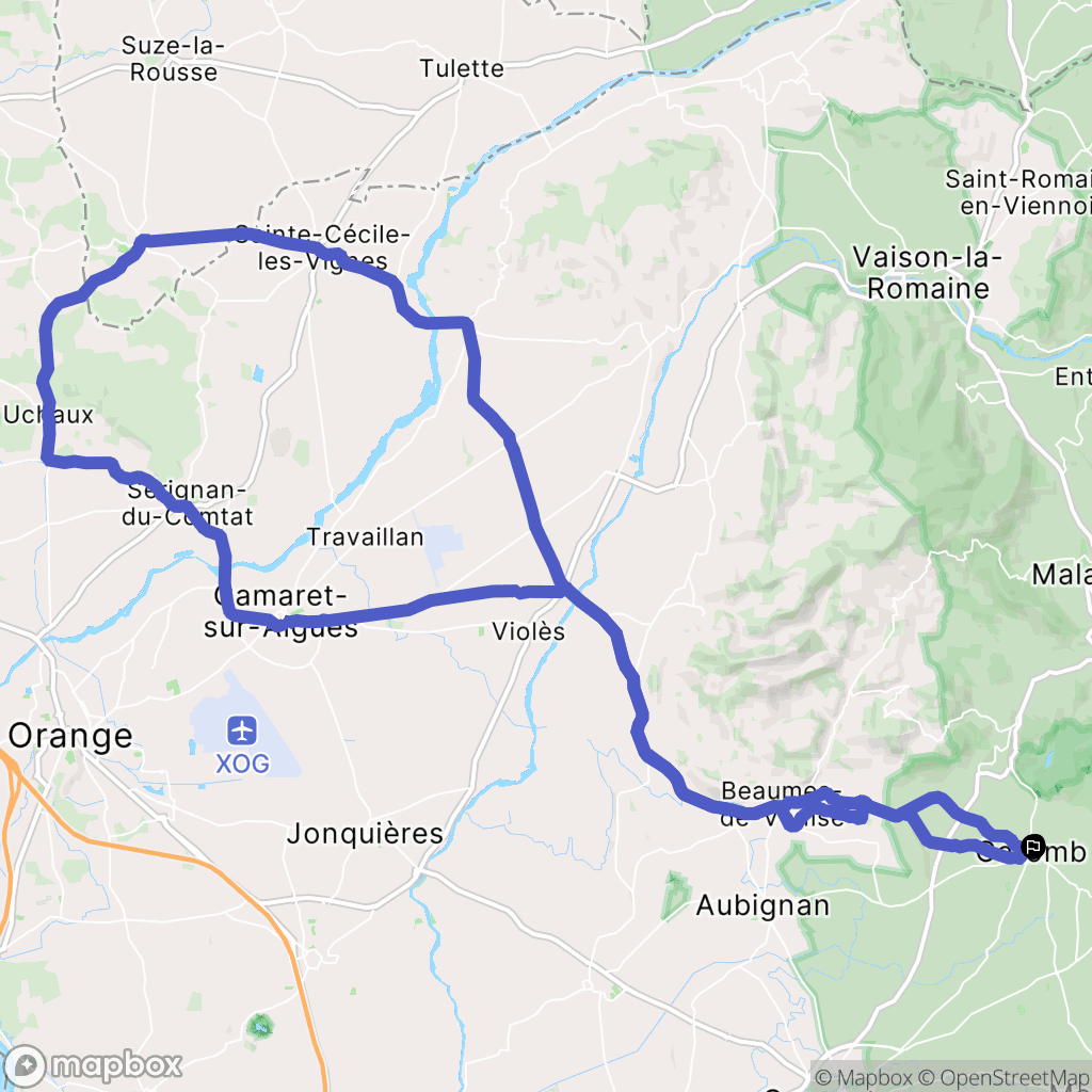 Caromb : carte du parcours de randonnée - France