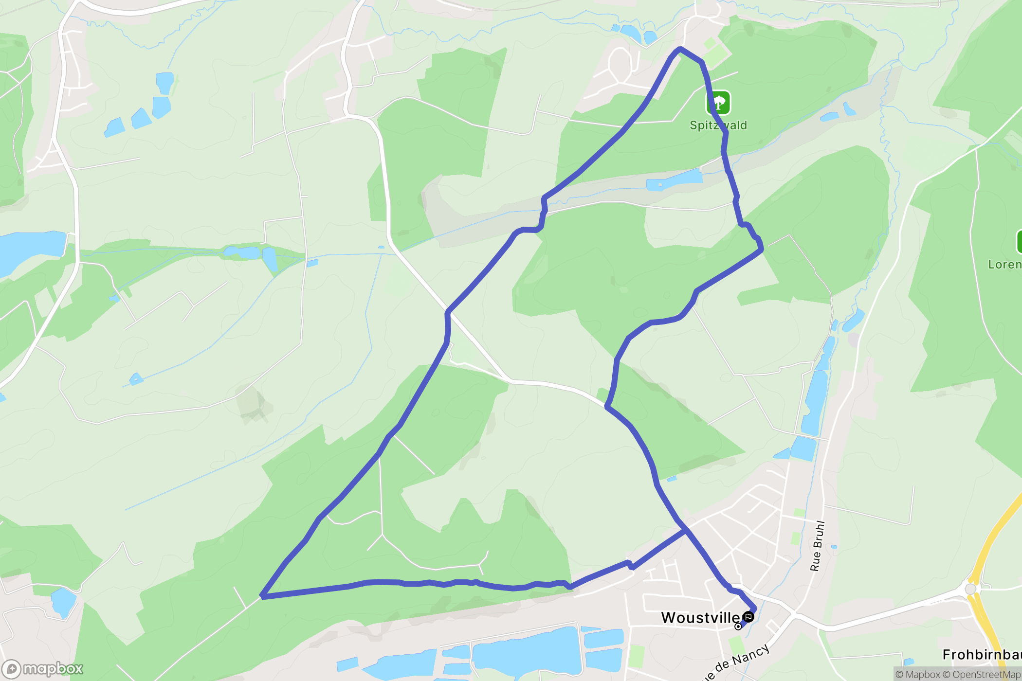 Woustviller : carte du parcours de randonnée - France