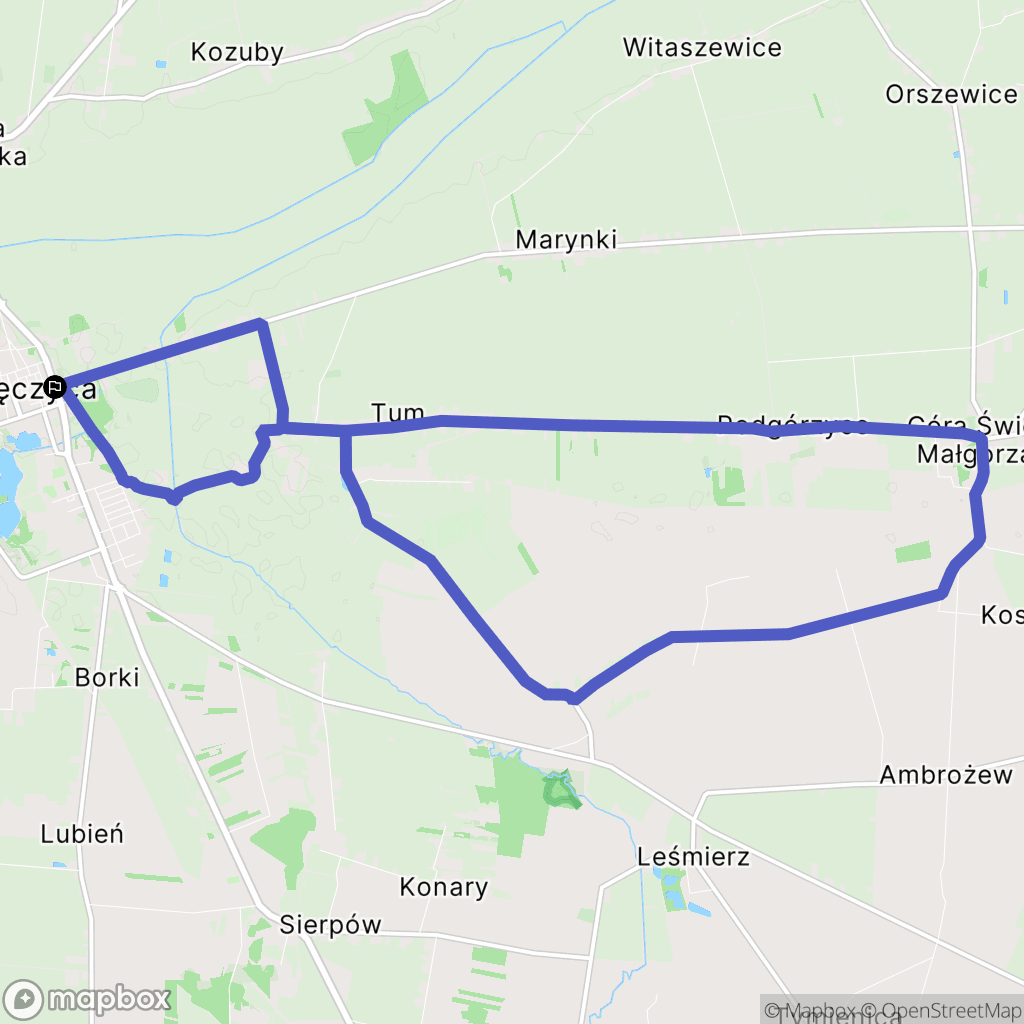 Łęczyca: mapa trasy - Poland