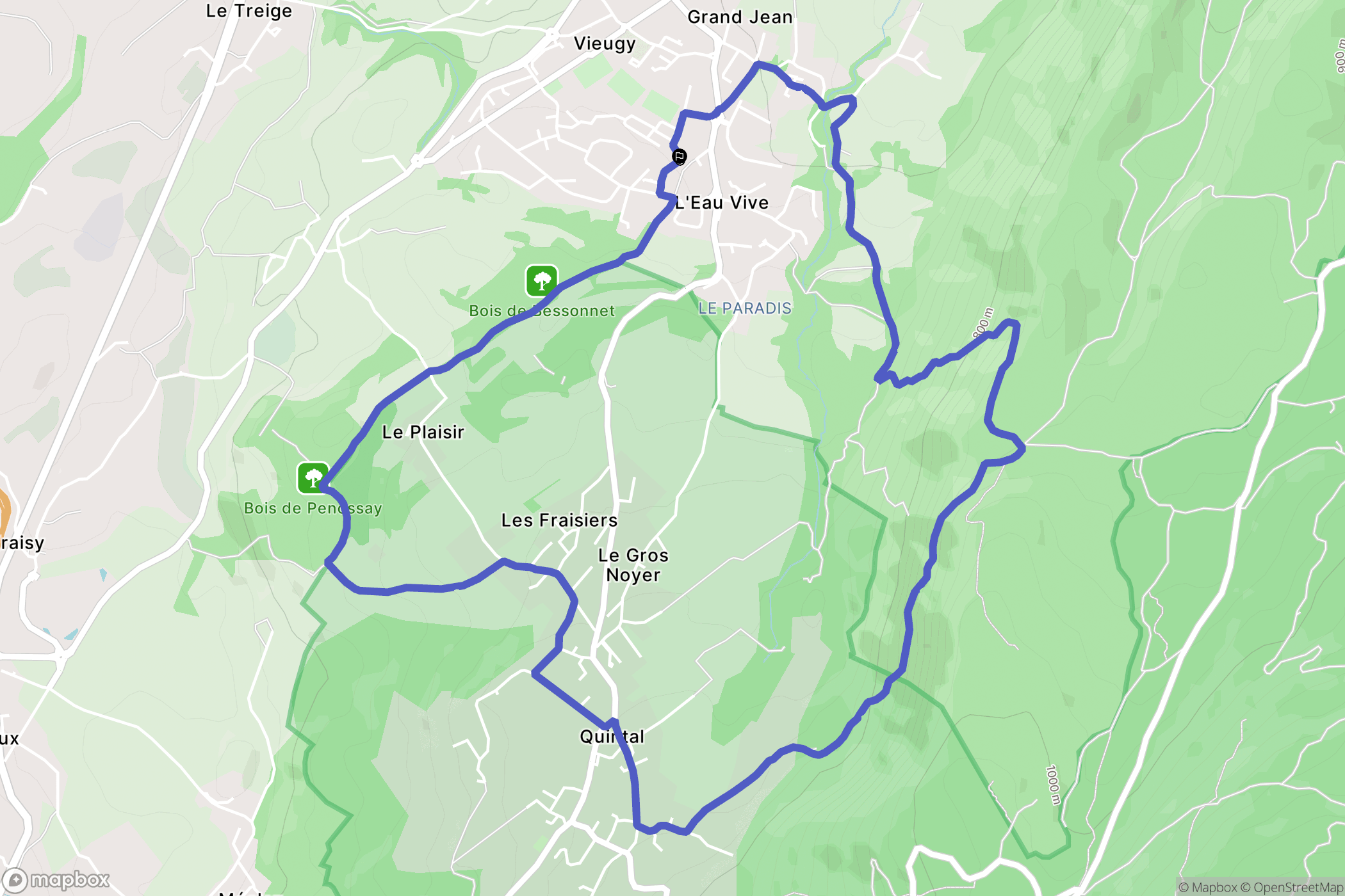 Vieugy : carte du parcours de randonnée - France