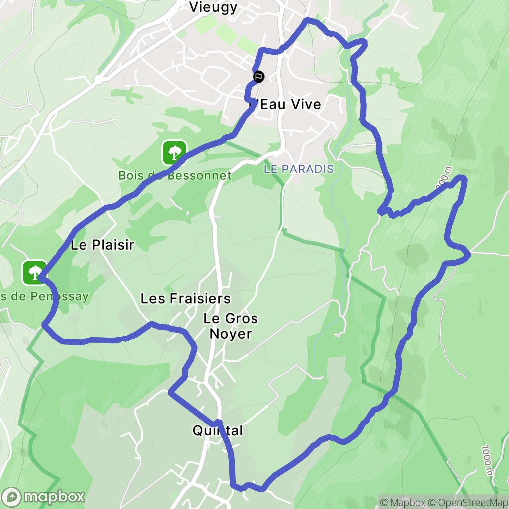 Vieugy : carte du parcours de randonnée - France