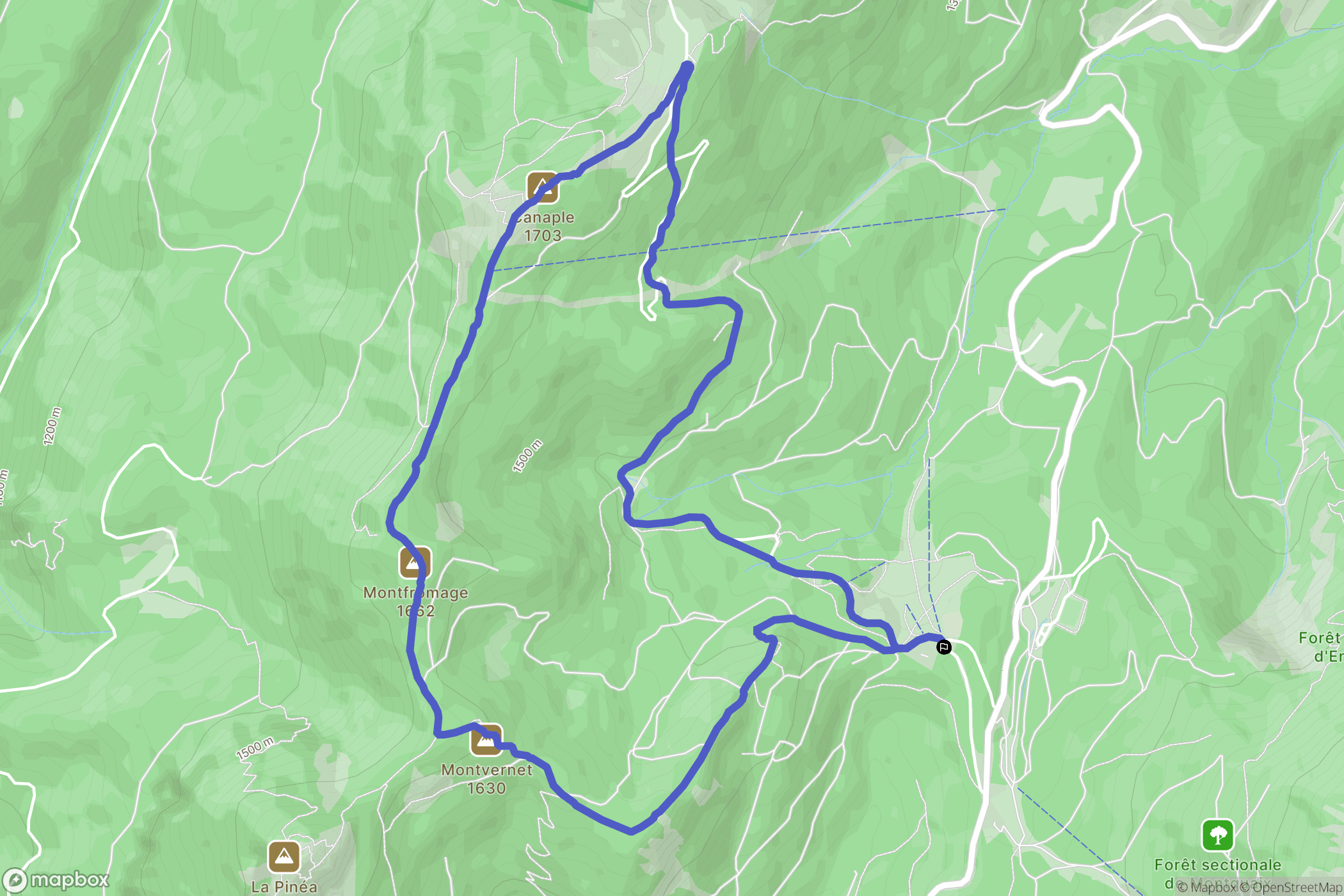 Col de Porte : carte du parcours de randonnée - France