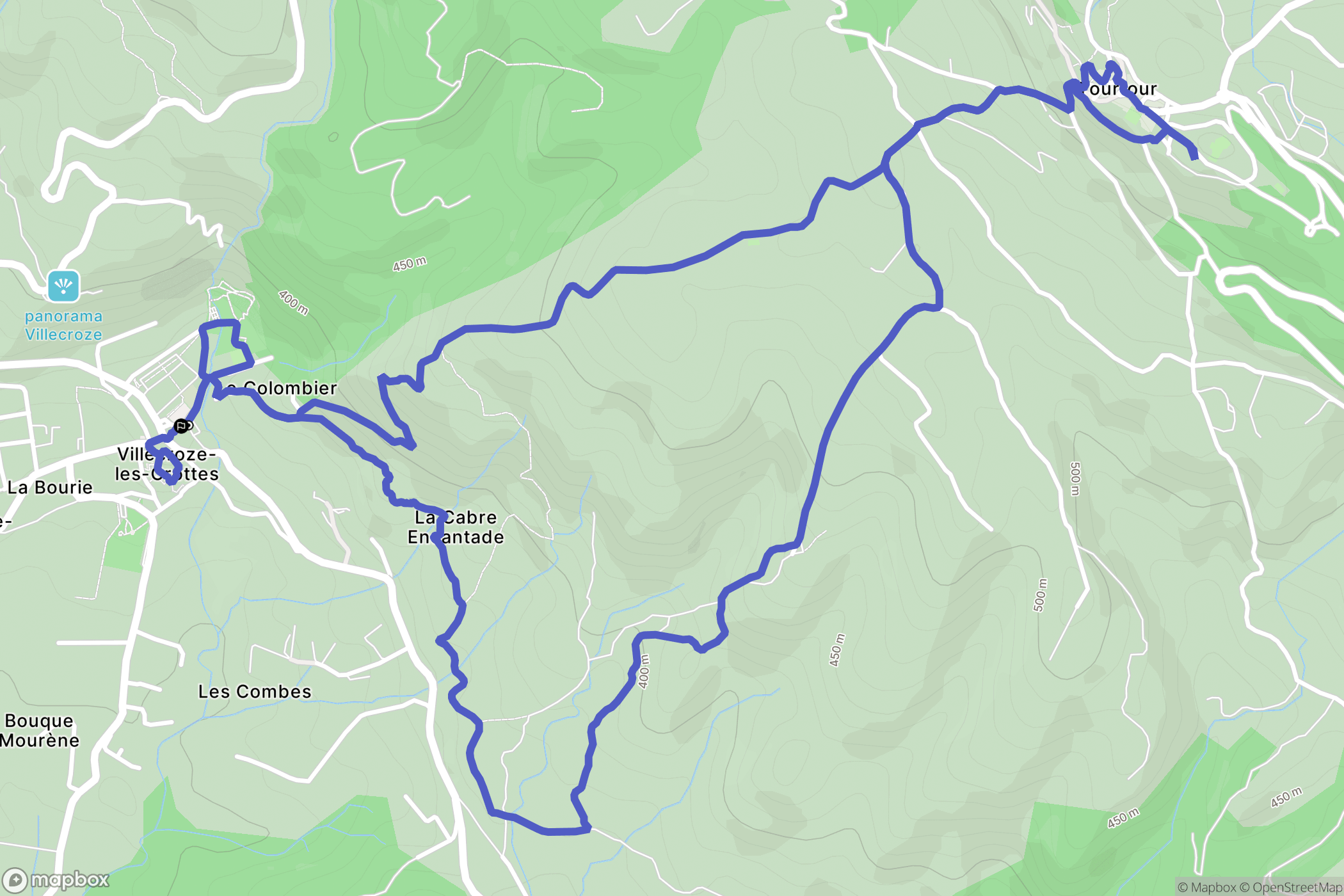 Villecroze-les-Grottes : carte du parcours de randonnée - France