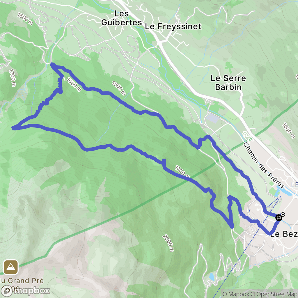 Serre-Chevalier - Le Bez : carte du parcours de randonnée - France