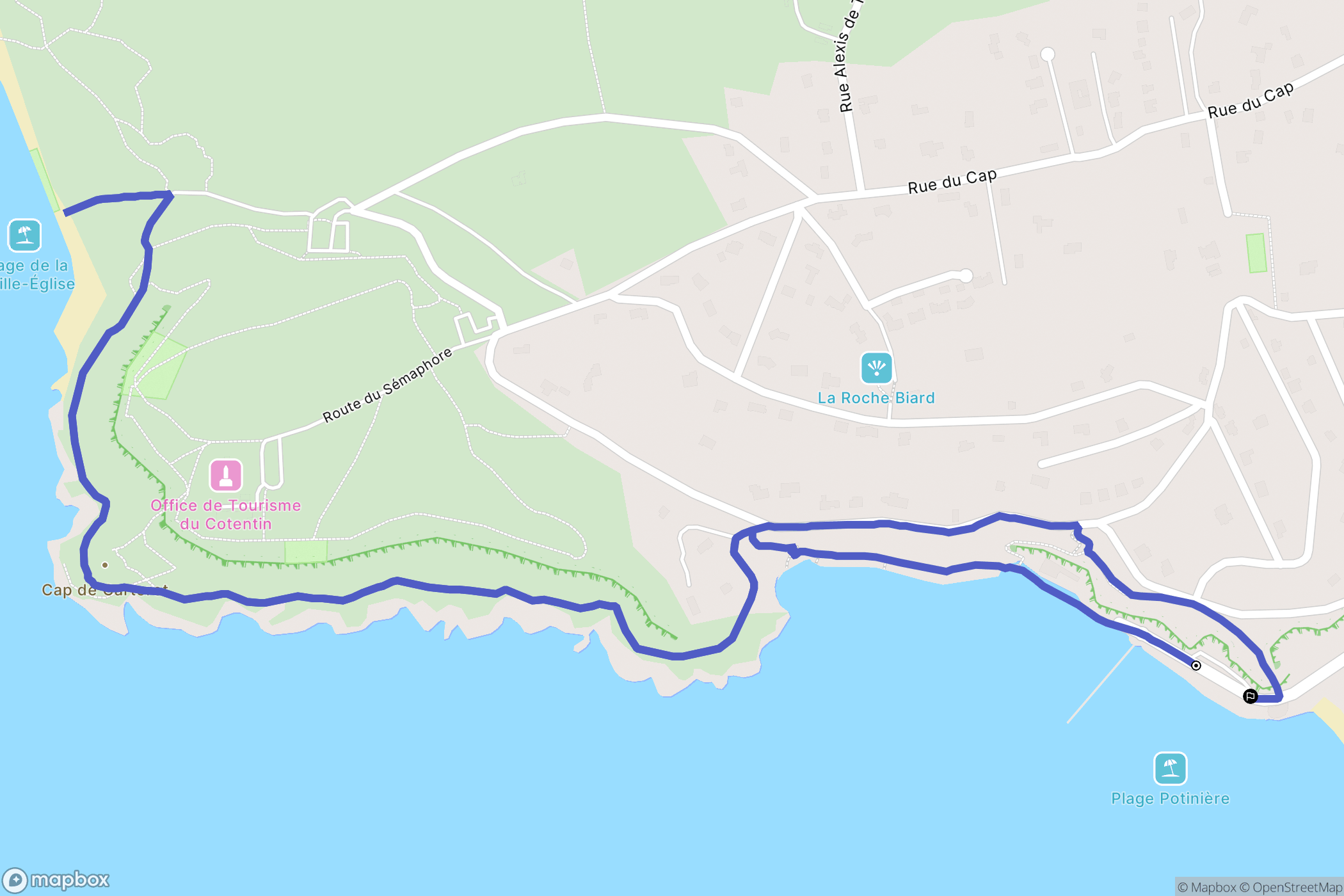 La Corniche, Barneville-Carteret : carte du parcours de randonnée - France