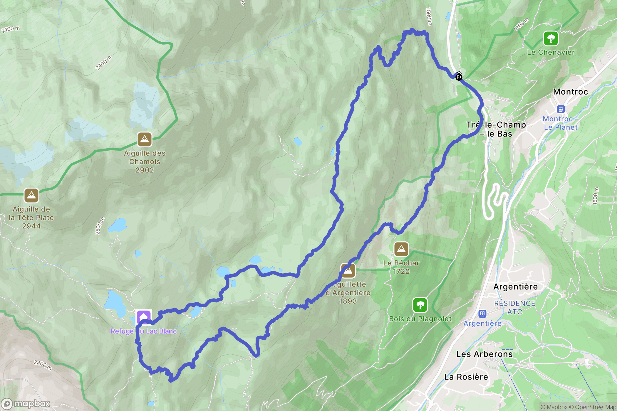 Tré le Champ le Haut, Argentière: routekaart voor buitenactiviteiten - France