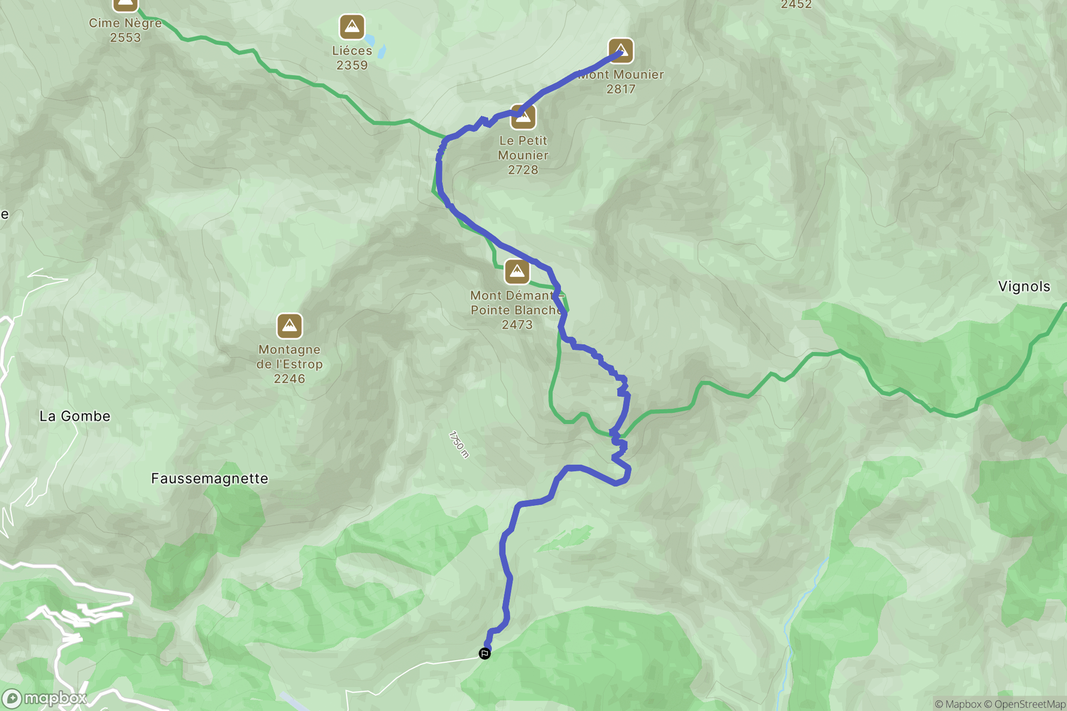 Valberg : carte du parcours de randonnée - France