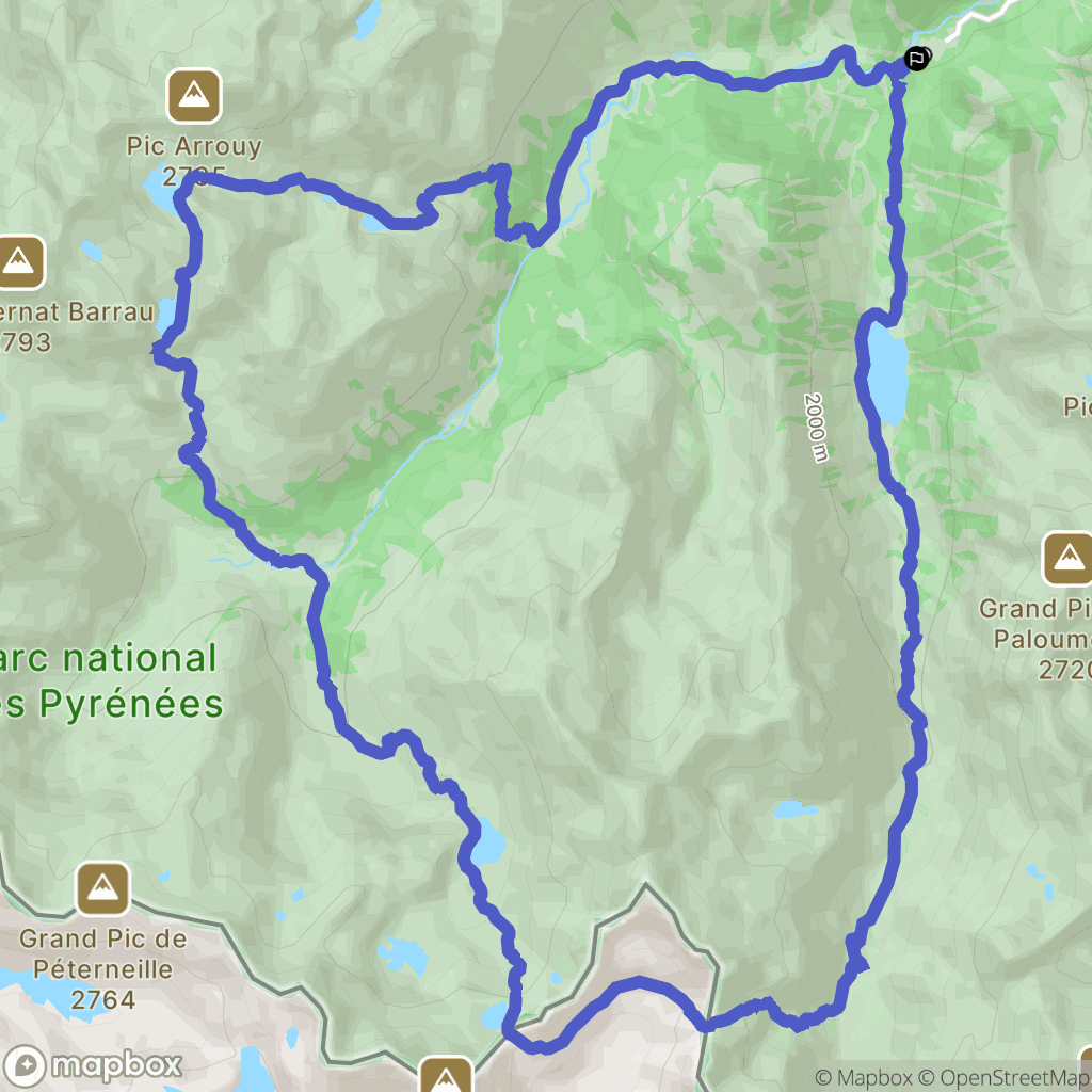 Pont d'Espagne, Cauterets : carte du parcours de randonnée - France