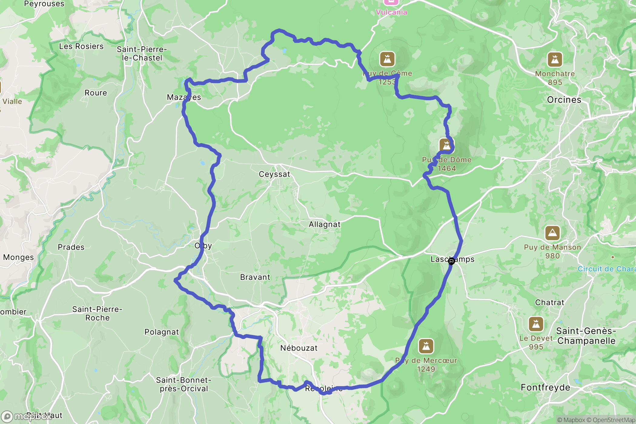Laschamps : carte du parcours de randonnée - France